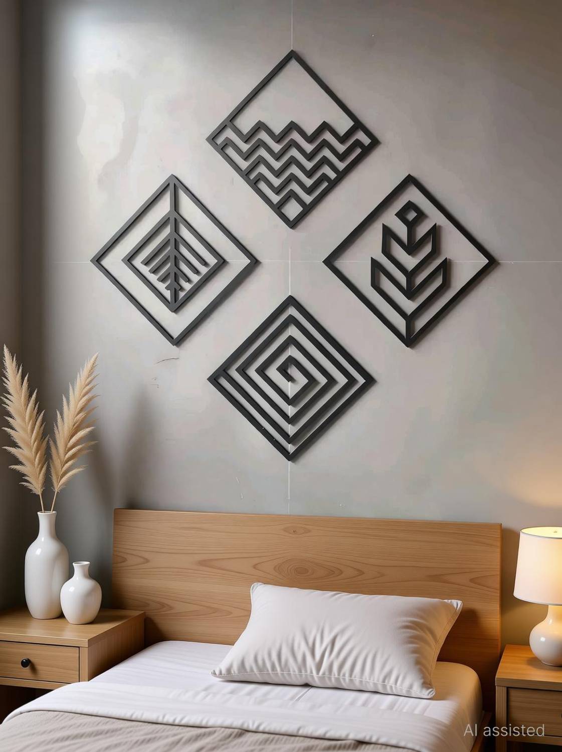 A3 BOX Wooden Wall Decor Hangings Living Room, Bedroom, Kitchen, Office Pack of 4