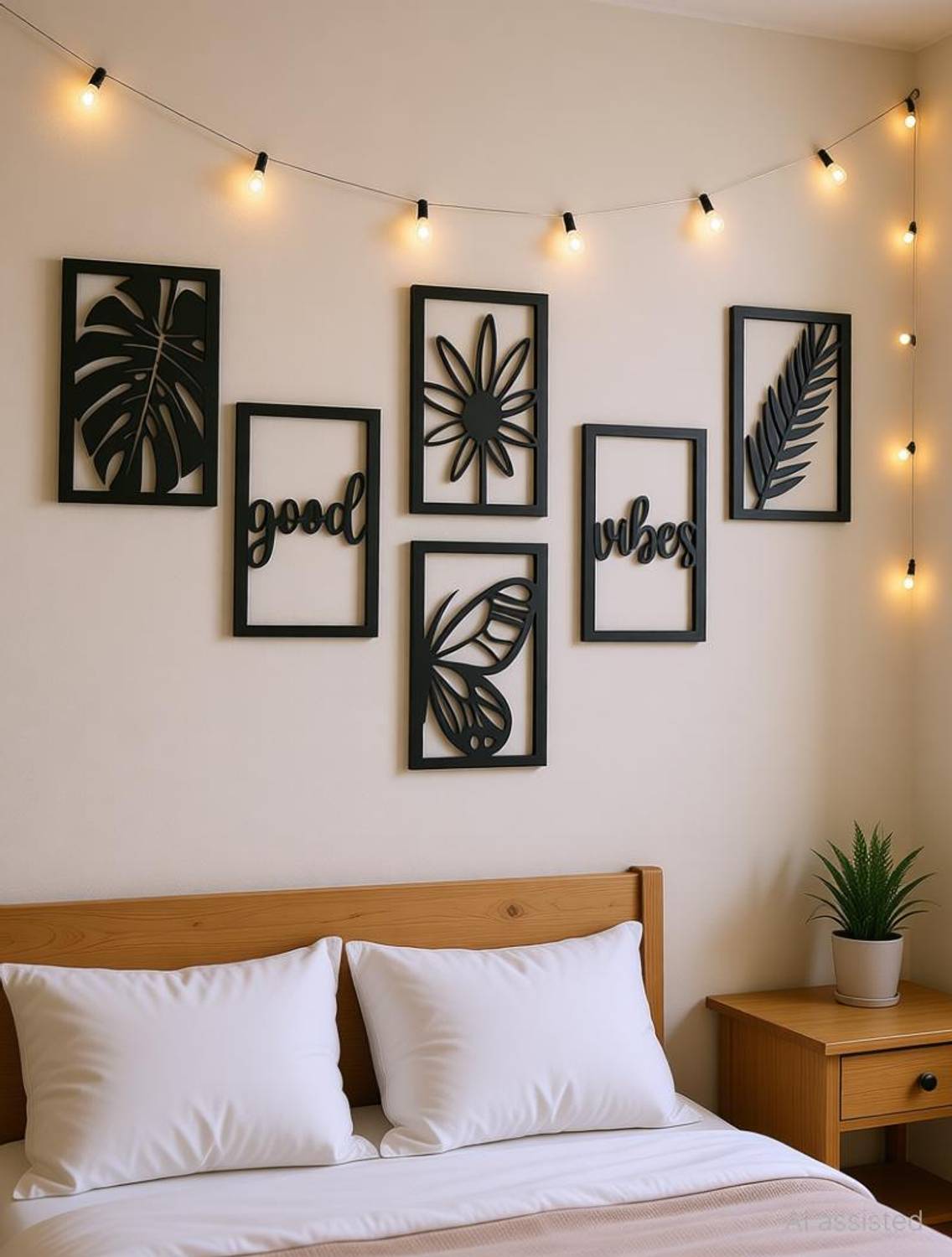 A3 BOX Wooden Wall Decor Hangings Living Room, Bedroom, Kitchen, Office Pack of 6