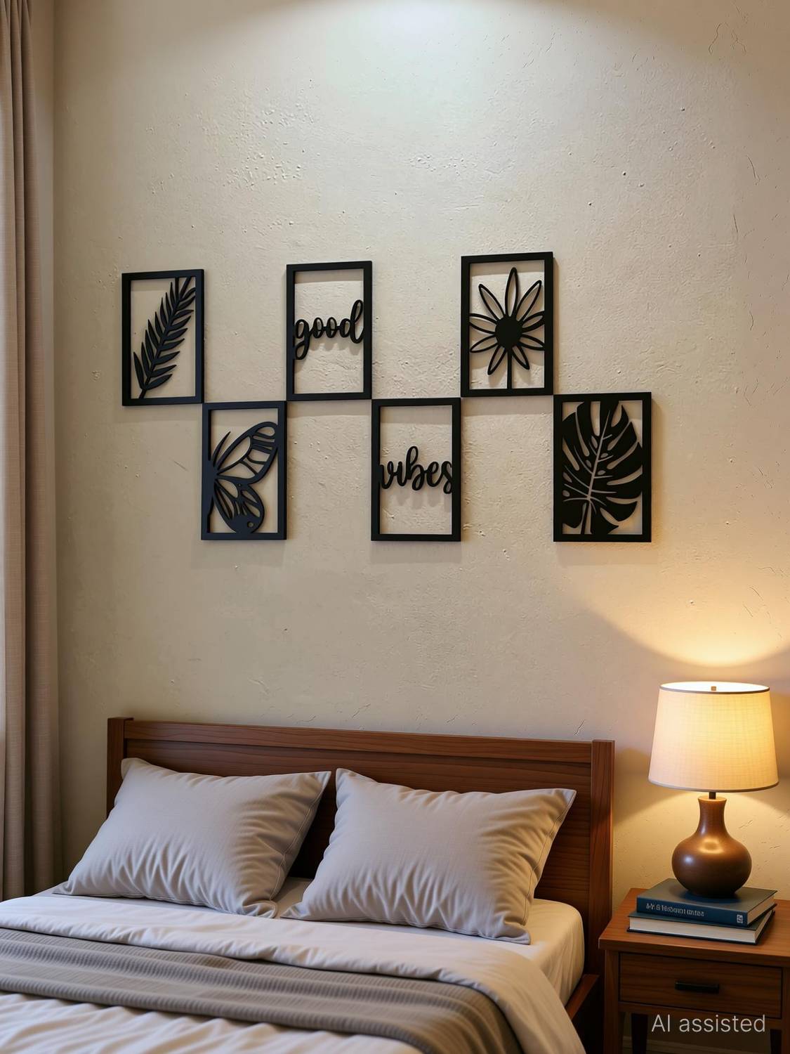 A3 BOX Wooden Wall Decor Hangings Living Room, Bedroom, Kitchen, Office Pack of 6