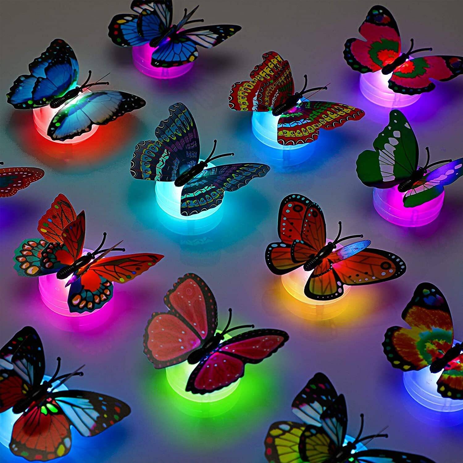 Qweezer 3D LED Butterfly Wall Stickers Home Decoration Color