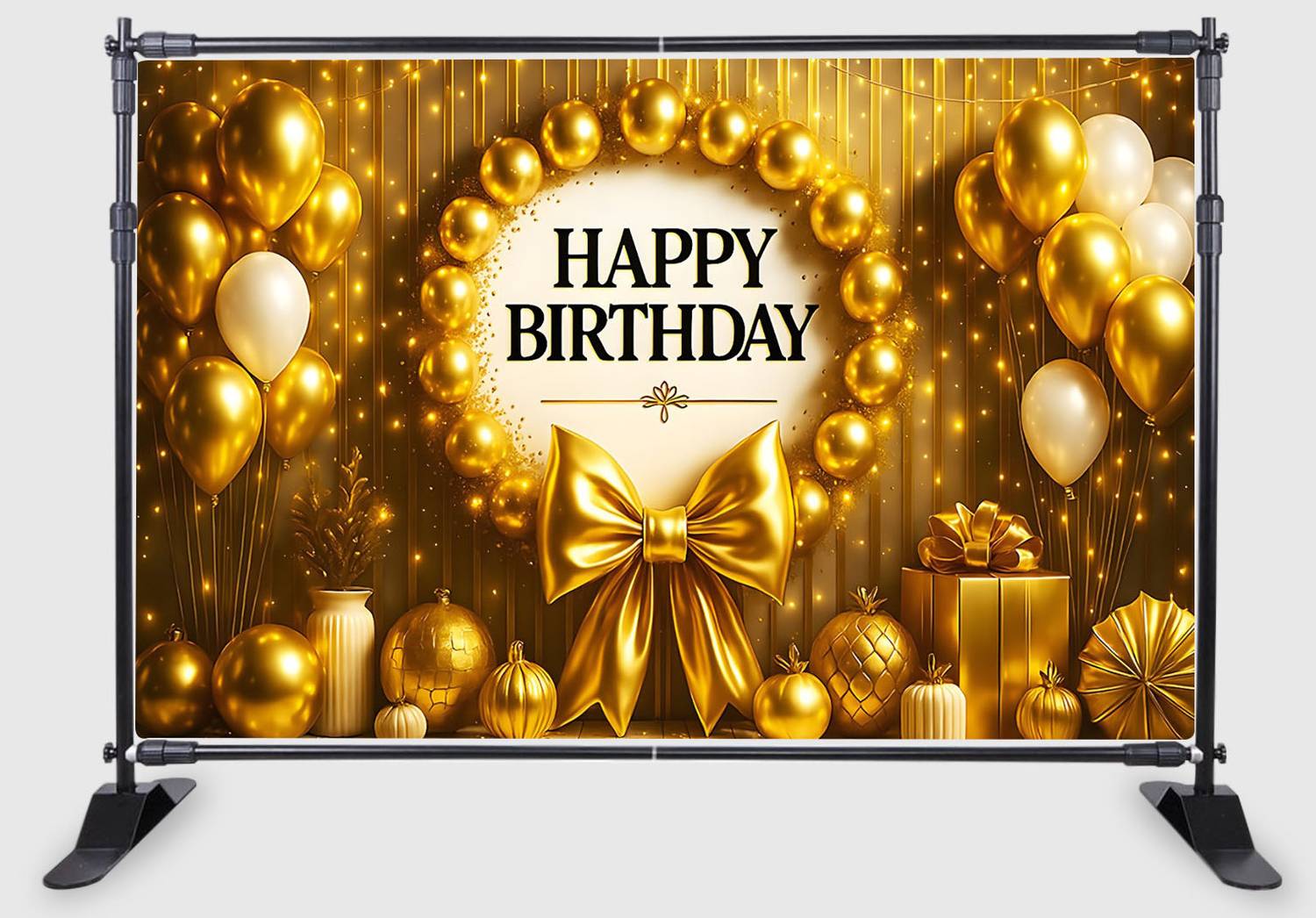 Backdropon Happy Birthday Design Printed Fabric Backdrop (5Feet Height & 8Feet width)