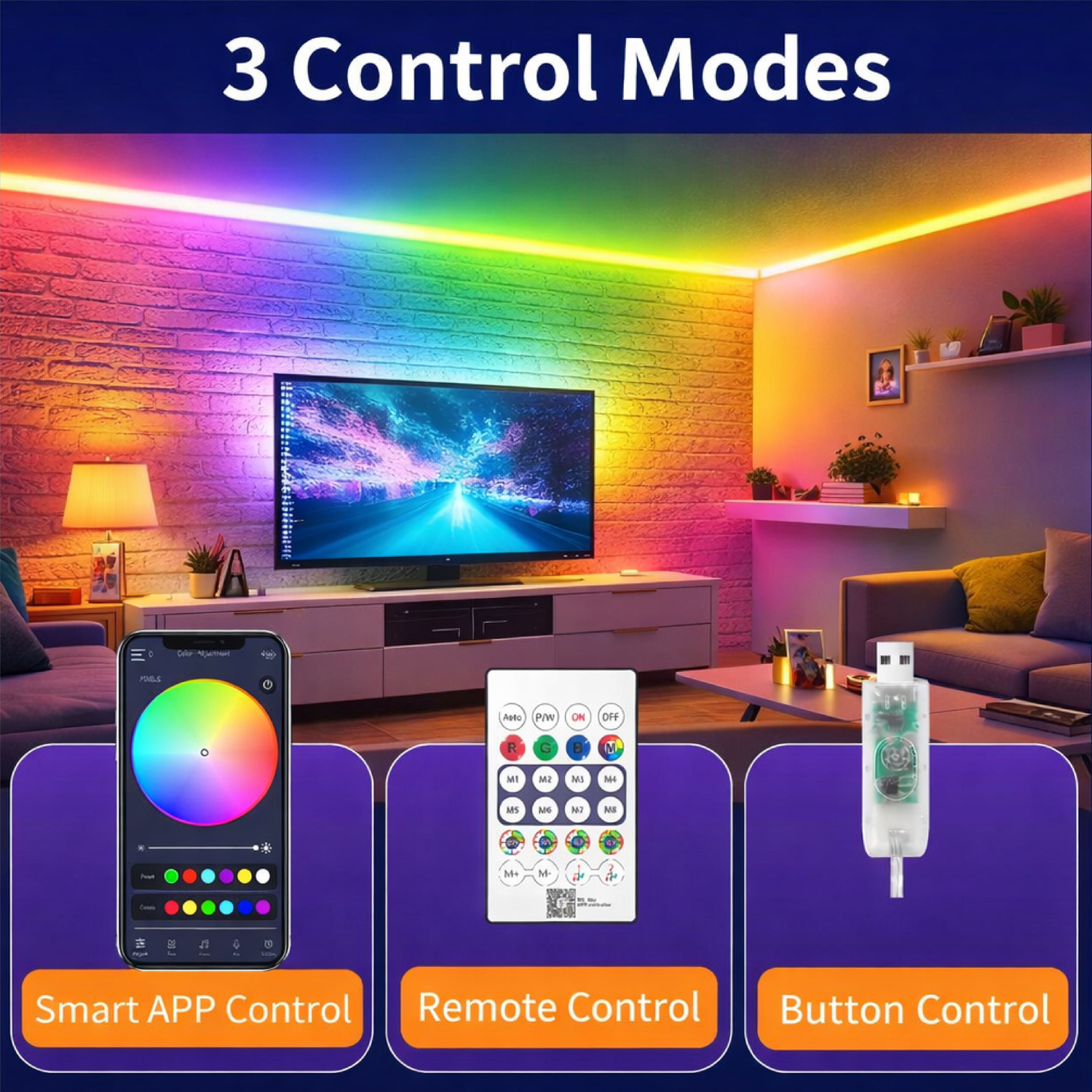 Image of FORUS 5 Meter Smart RGB Neon LED Strip Light, App & Remote, Music Sync, IC Colors