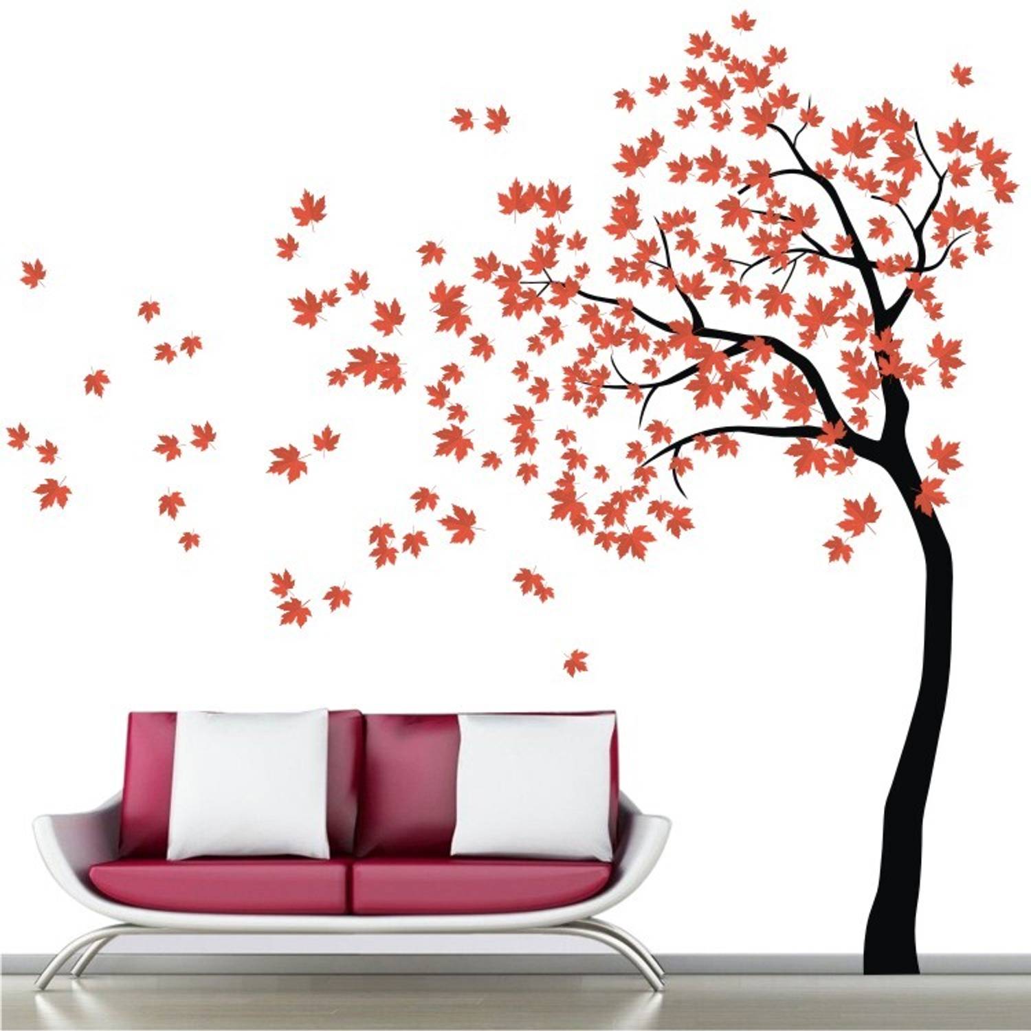 りいや　55x41x144 WALL STICKS Extra Large - Maple Tree - Red Leaves - Decor - Wall