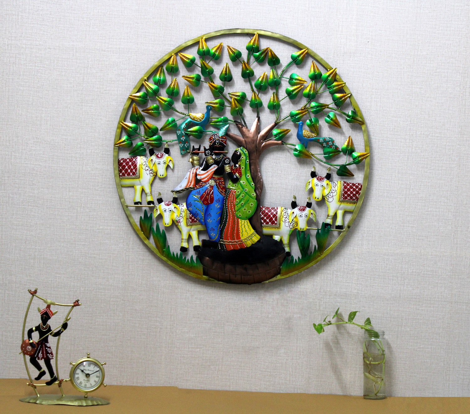 Image of Indraj Premium Craft Hand Painted Radhe Krishna With LED light Wall Decor for Living Room Decoration