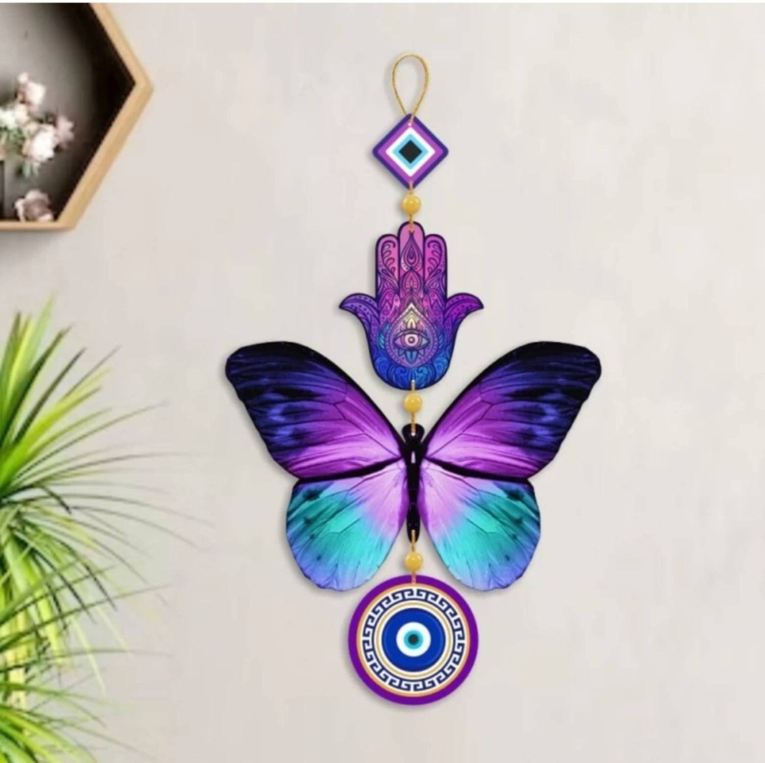 AAYOG CREATIONS Purple Butterfly Wooden Decorative Wall Hanging For HomeAnd Office Decor
