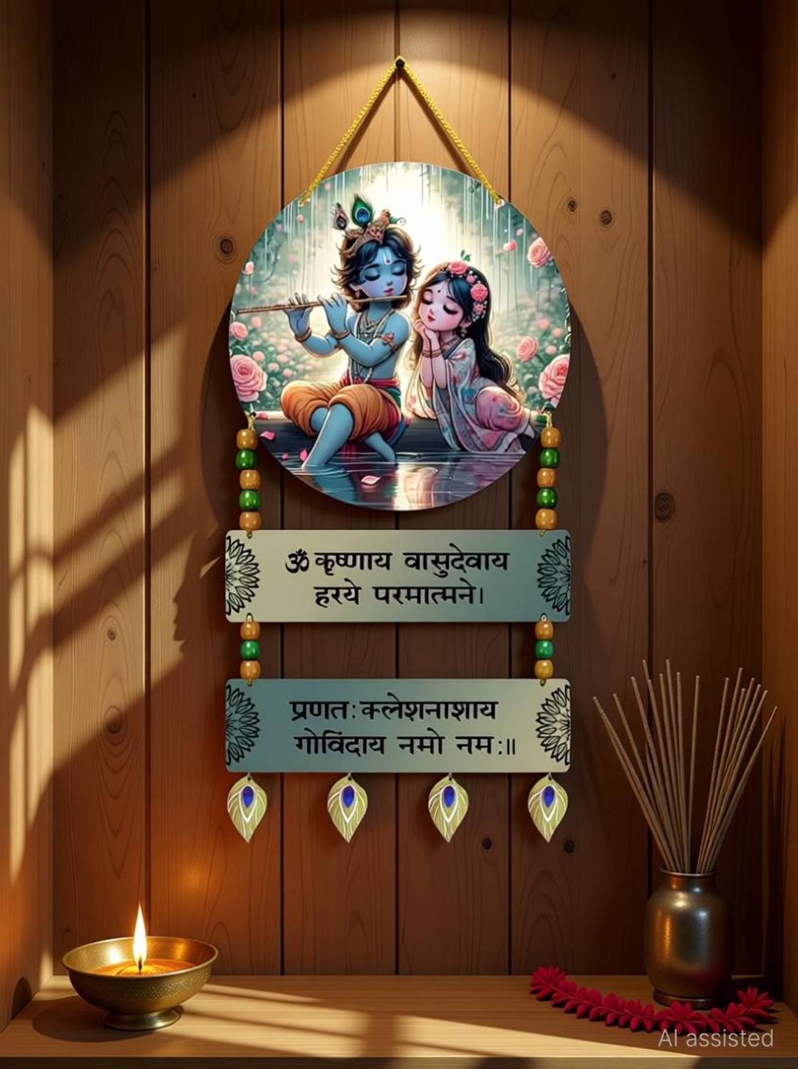 Anee The World Spiritual radha Krishna Decorative Wall Hanging for Home Decoration