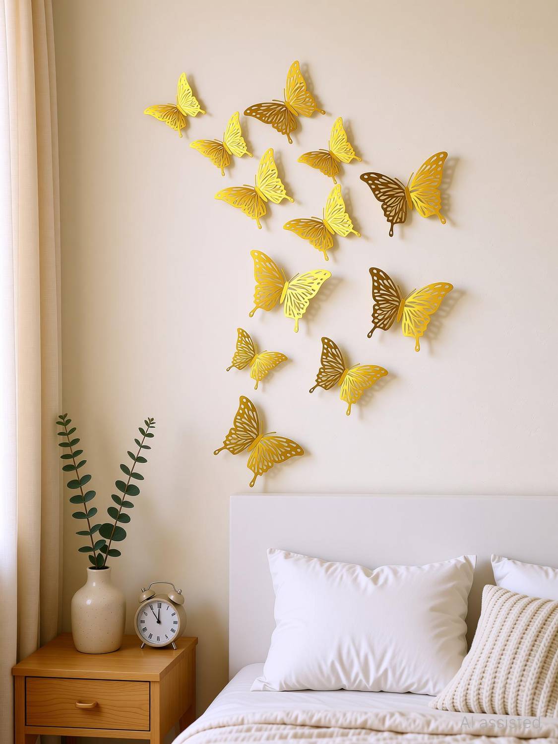 Adbee Gold 3d Butterfly Wall Sticker Pack of 12