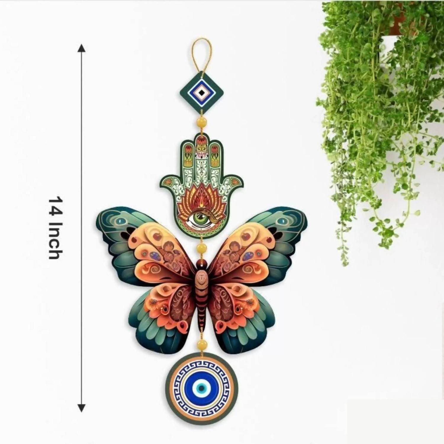 AAYOG CREATIONS Orange Butterfly Wooden Decorative Wall Hanging For HomeAnd Office Decor