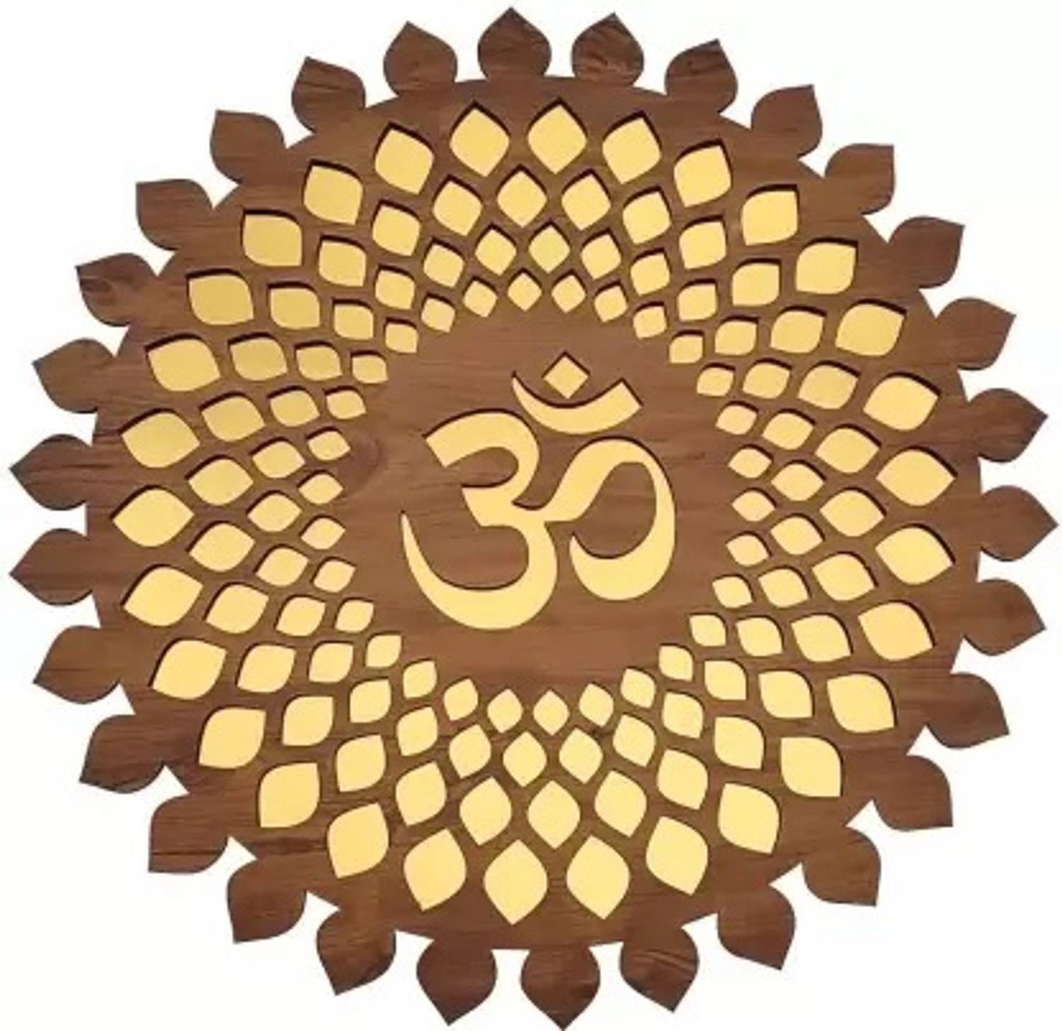 AuraZen OM Wall Decorative/Decor Showpiece for Home/Office, Round Shape Wooden Colour