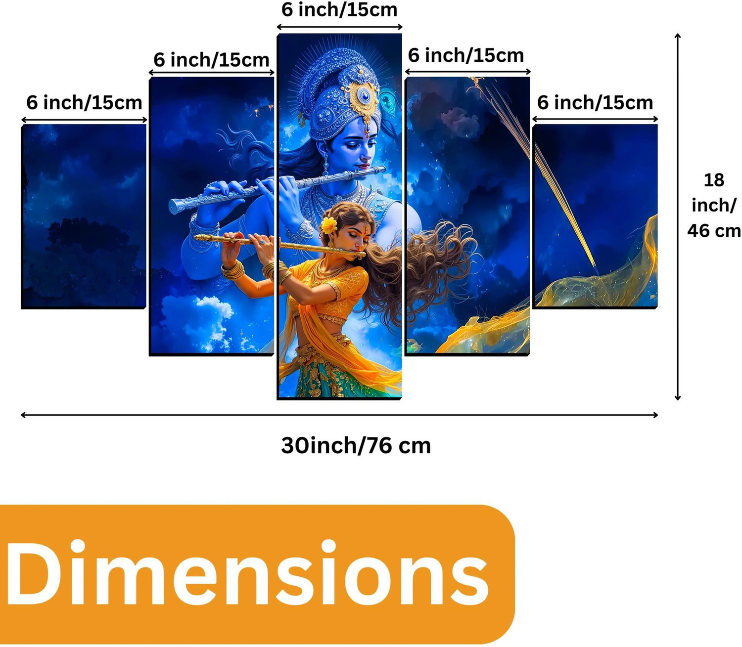Image of SNDArt Set Of 5 Radha Krishna Home Decor Gift Items For Living Room Pack of 5