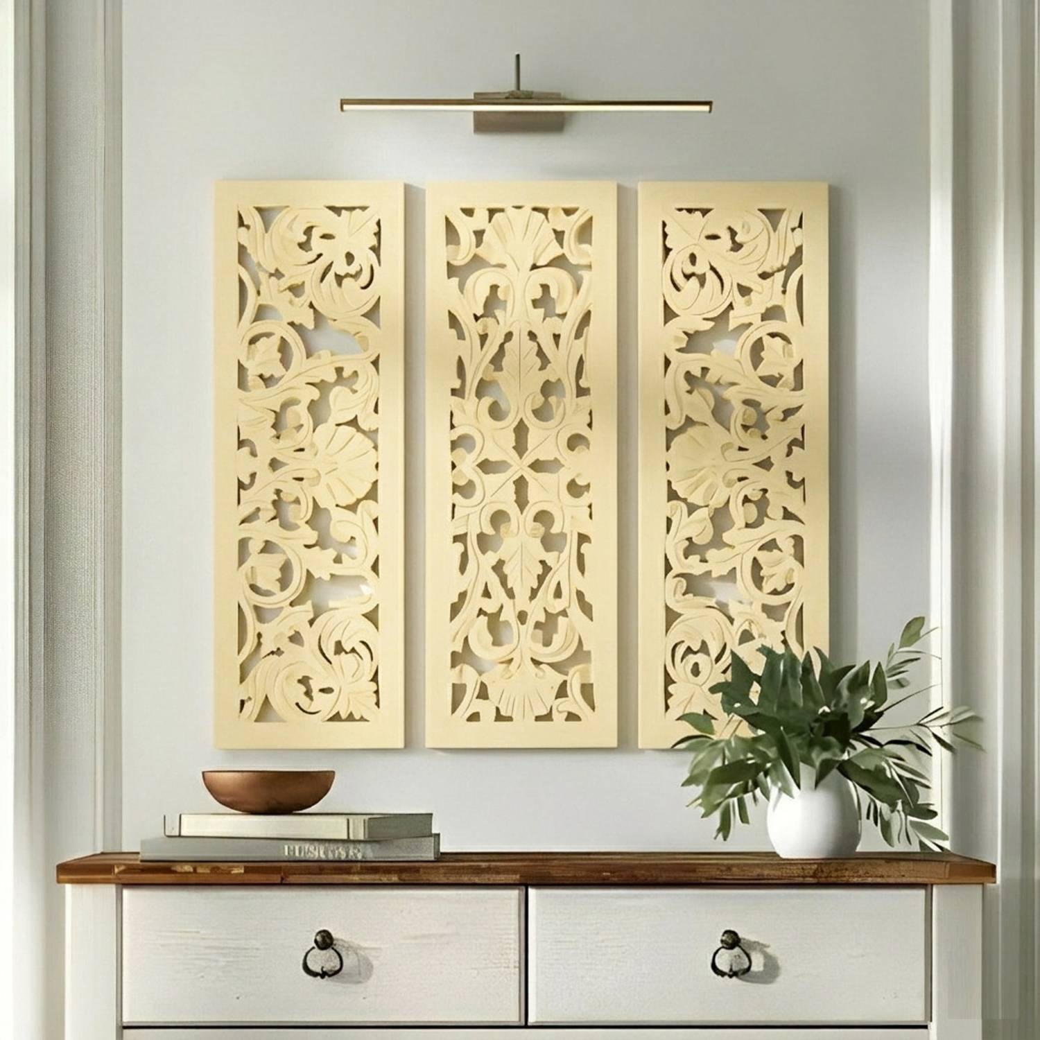 VAS Collection Home Wooden wall Decoration Jali Panel Pack of 3 (