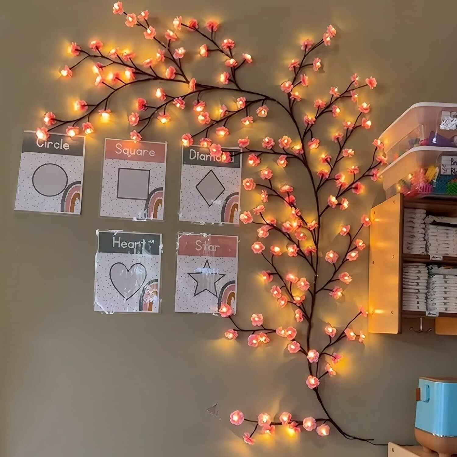 Image of Troliver Cherry Blossom Tree Branch Wall Decorative LED Light