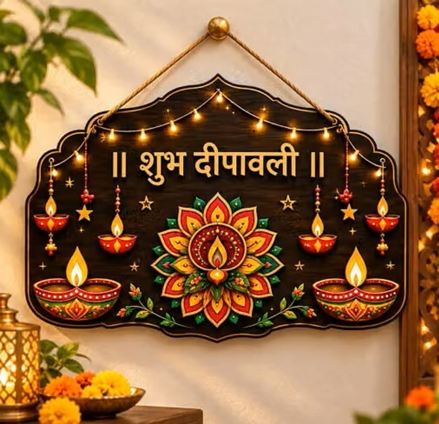 Image of lakshit art and craft shubh diwali wll hnging (Multicolor)