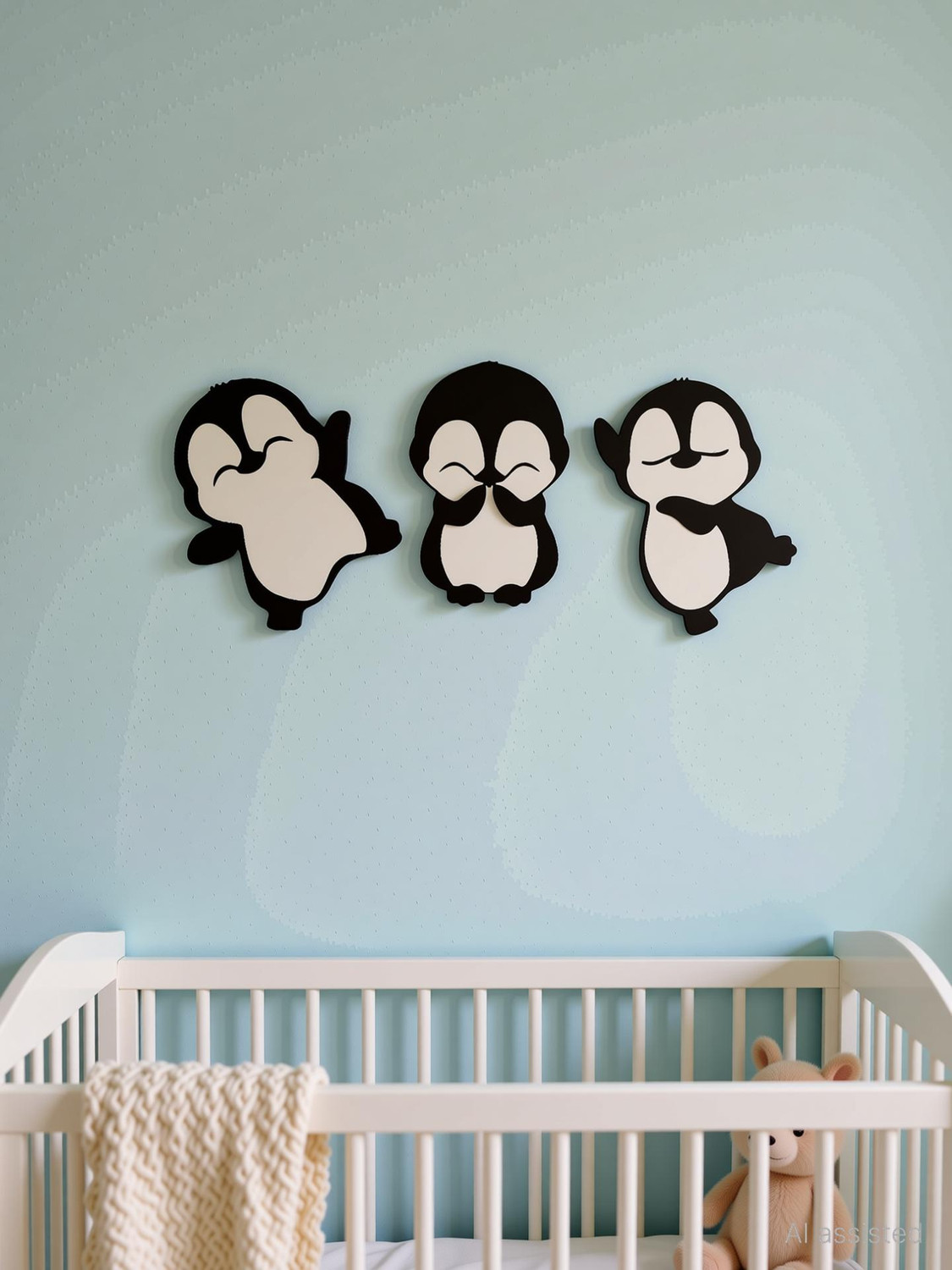 Image of DECRONICS Penguin Wall Art Home Decor Wall Decor Hanging Items Room Decoration Material Pack of 3