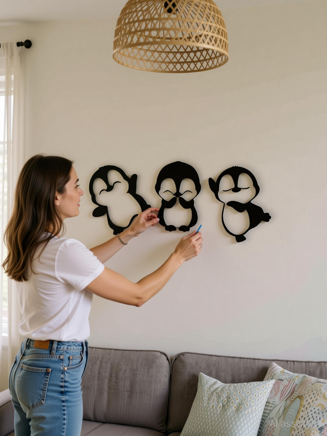 Image of DECRONICS Penguin Wall Art Home Decor Wall Decor Hanging Items Room Decoration Material Pack of 3
