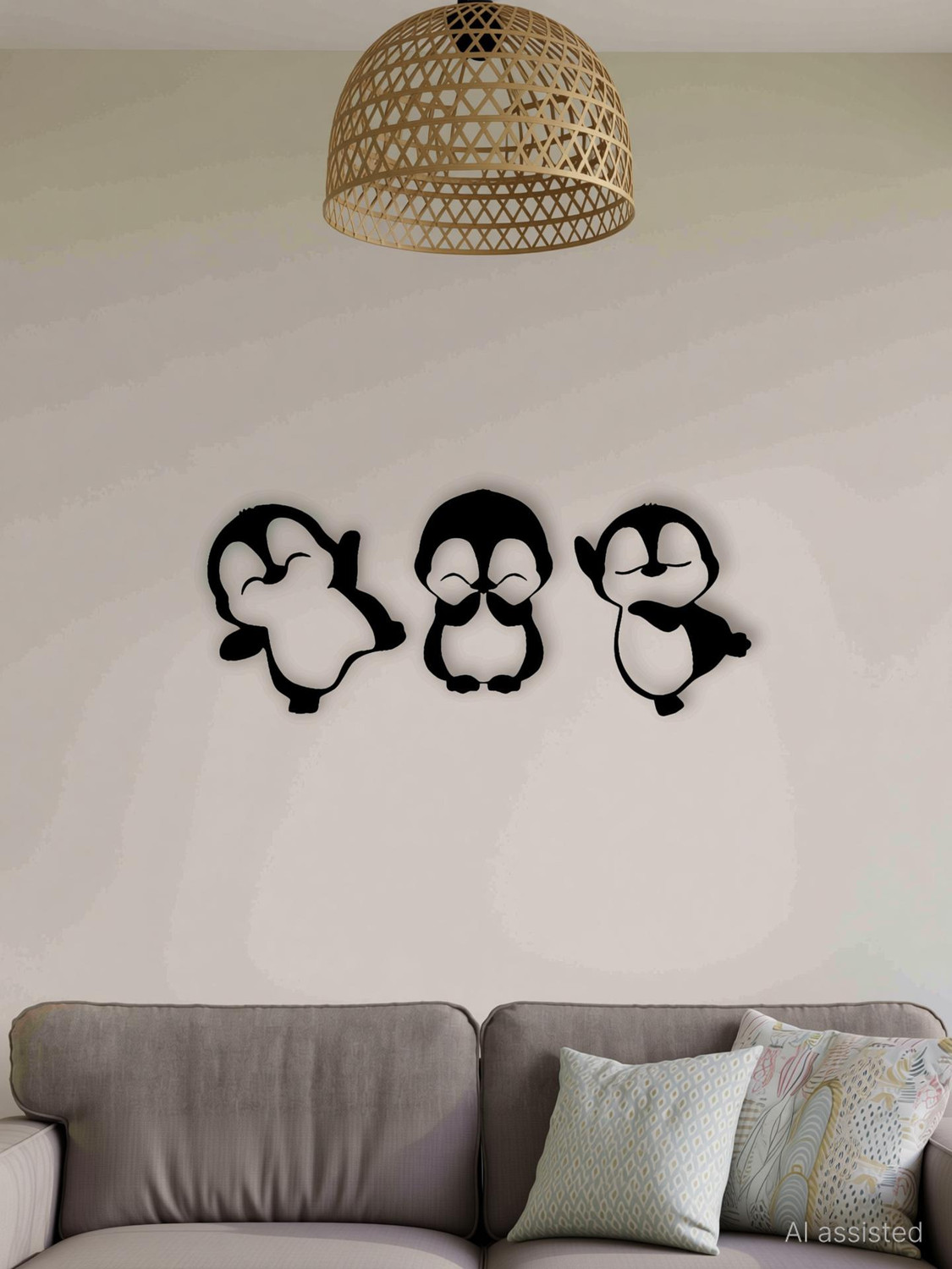Image of DECRONICS Penguin Wall Art Home Decor Wall Decor Hanging Items Room Decoration Material Pack of 3