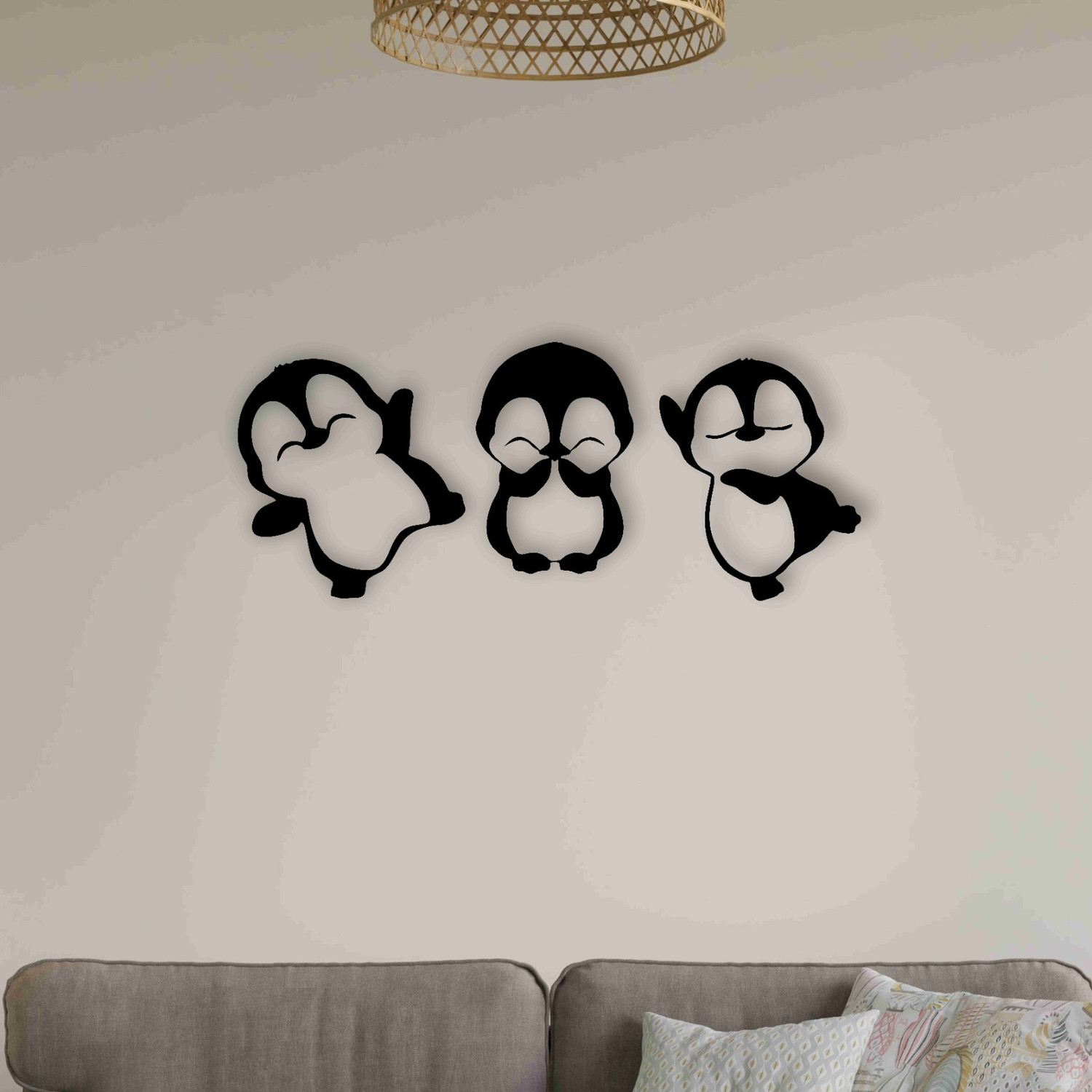 Image of DECRONICS Penguin Wall Art Home Decor Wall Decor Hanging Items Room Decoration Material Pack of 3