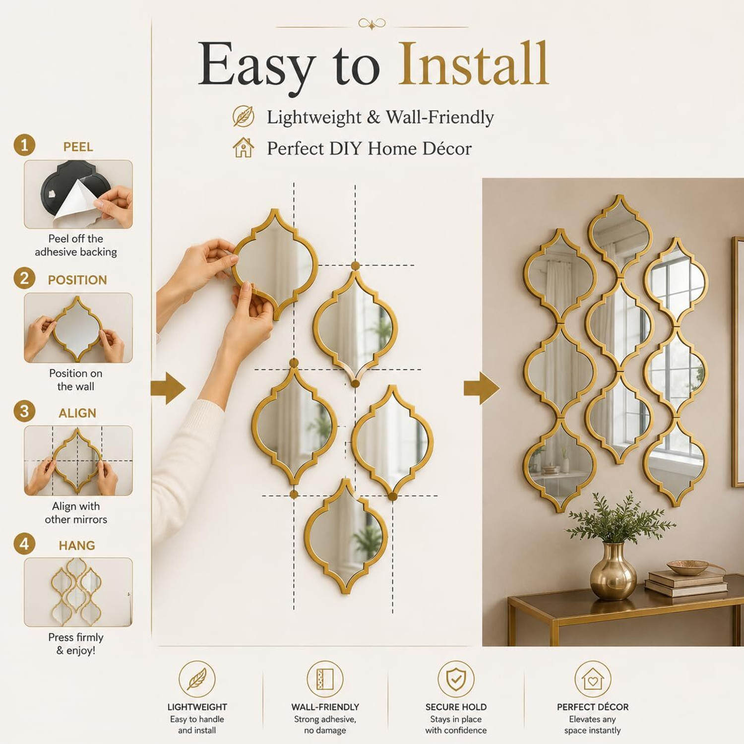 Image of Art Homes Decorative Teardrop Wall Mirror Set for Living Room Home Pack of 9