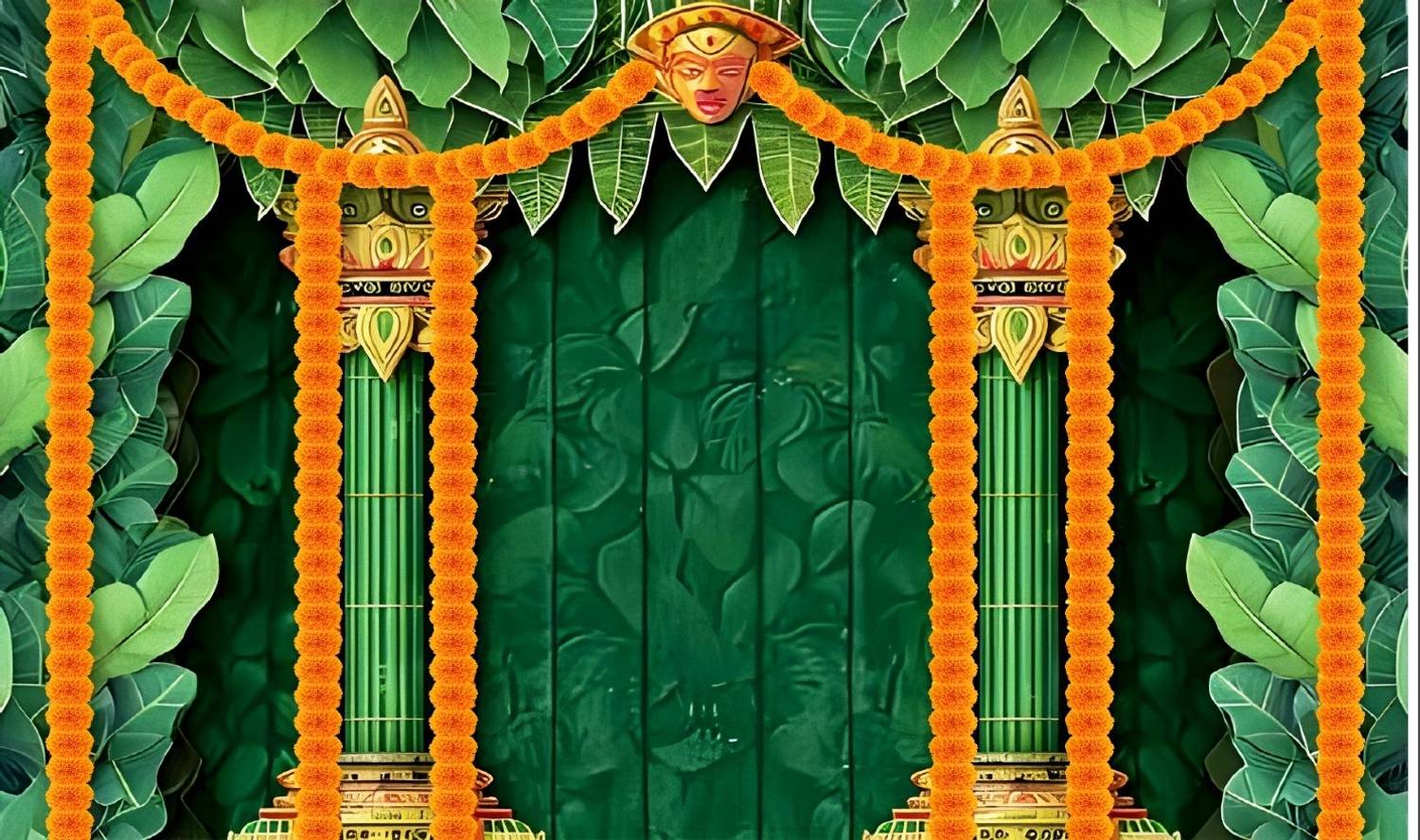Backdropon Leaf & Flower Photography Design Printed Fabric Backdrop(5Ft Height & 8Ft width)