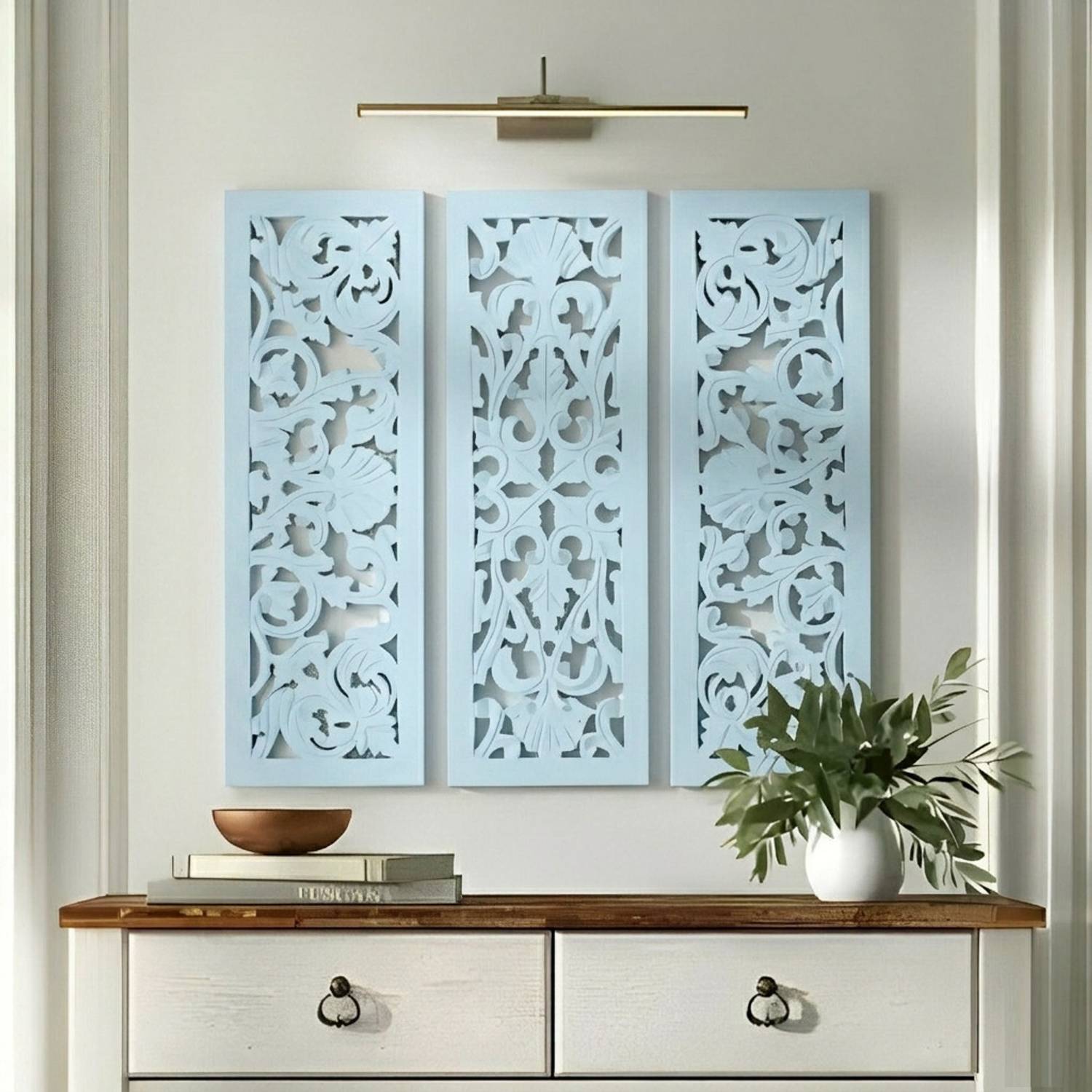 VAS Collection Home Wooden wall Decoration Jali Panel Pack of 3 (