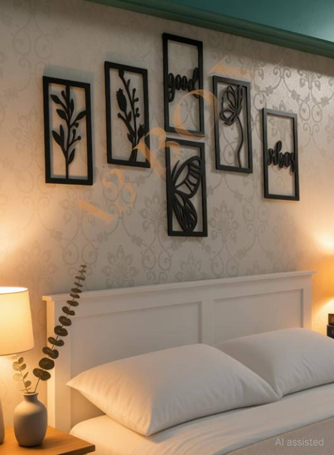 A3 BOX Wooden Wall Decor Hangings Living Room, Bedroom, Kitchen, Office Pack of 6