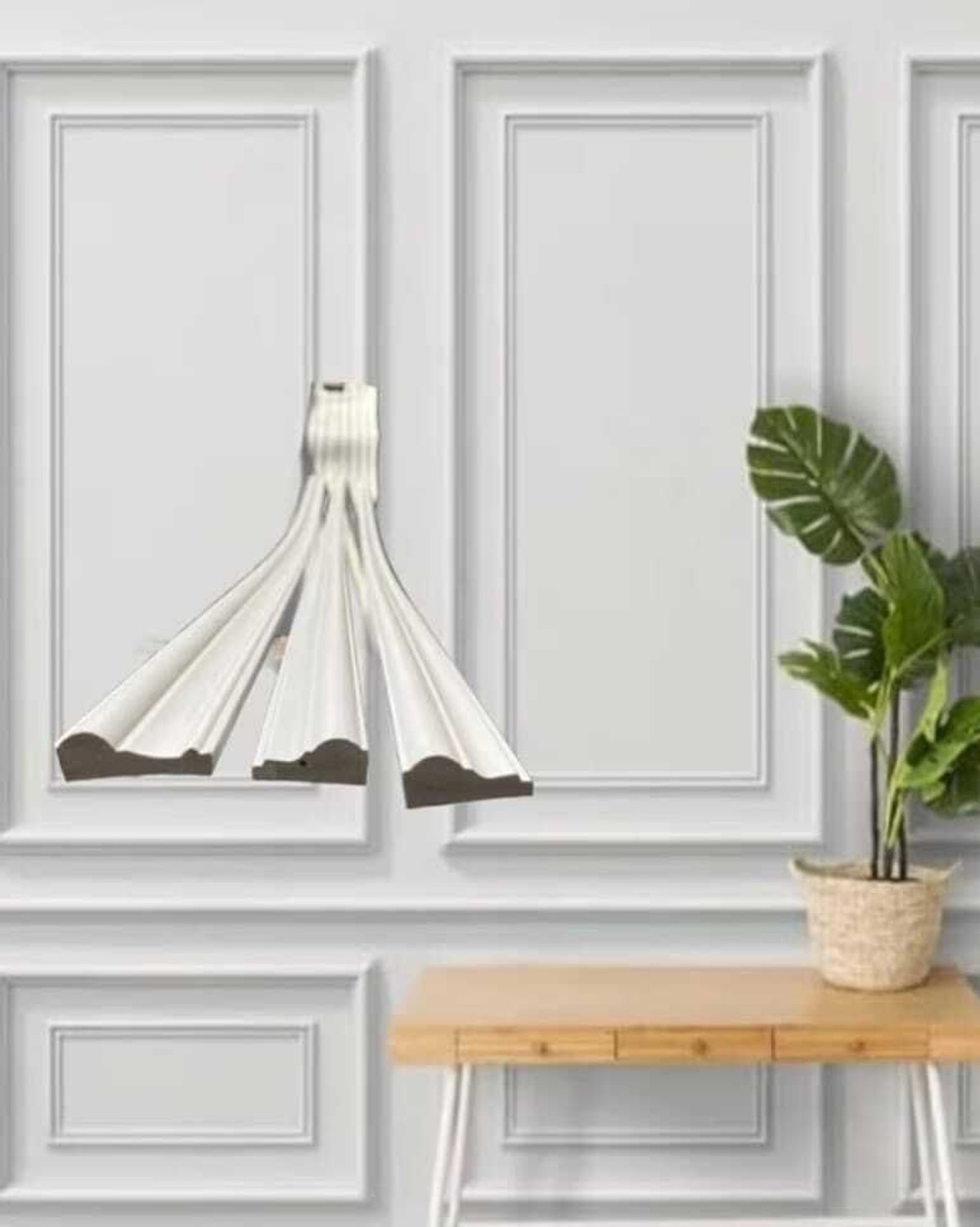 Image of ADISON PVC wooden moulding white colour moulding wooden strips 3-4 ft 11-13 pcs