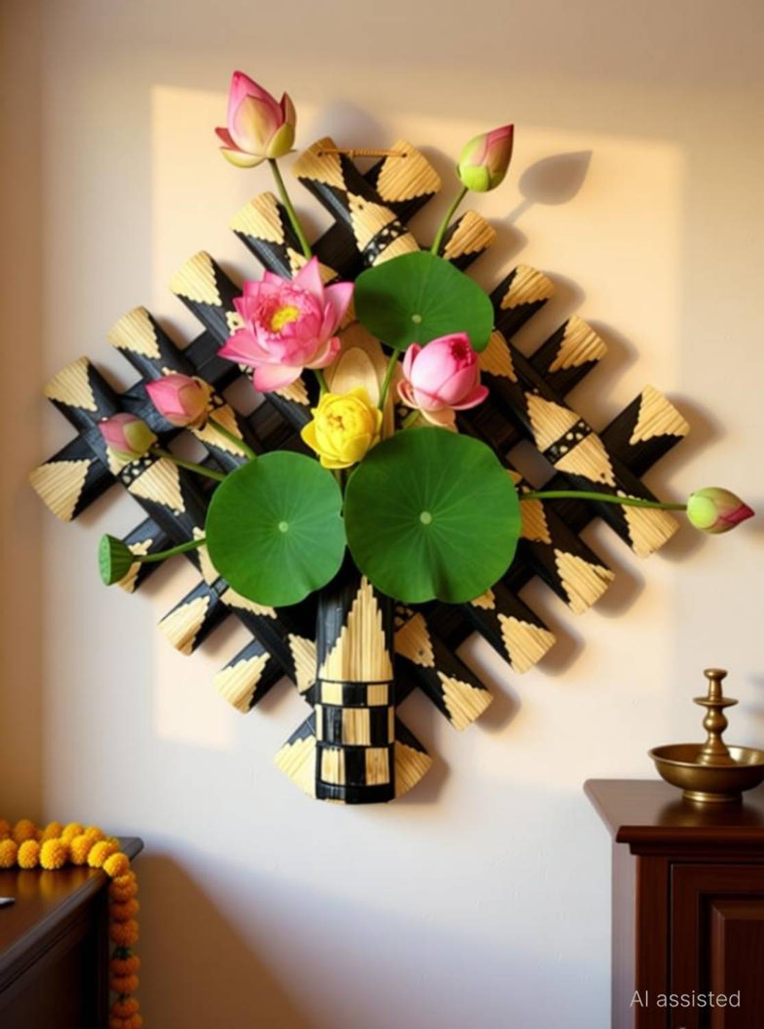 APIIFASHION Bamboo Wall Hanging Flowers Vase