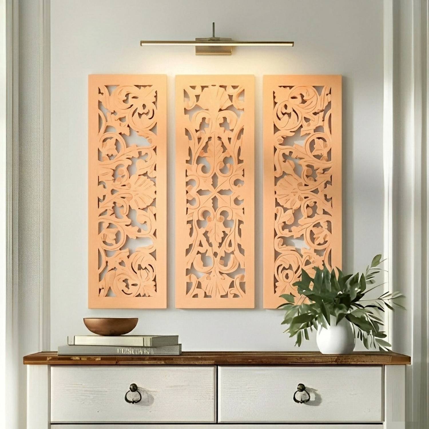 VAS Collection Home Wooden wall Decoration Jali Panel Pack of 3 (