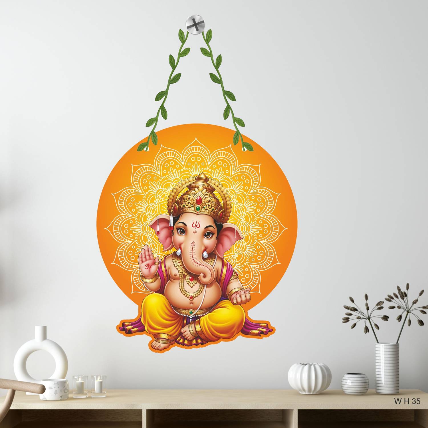 Amaresah Lord Ganesha, Mandala Design Wooden Wall Hanging Decorative Items For Home Décor