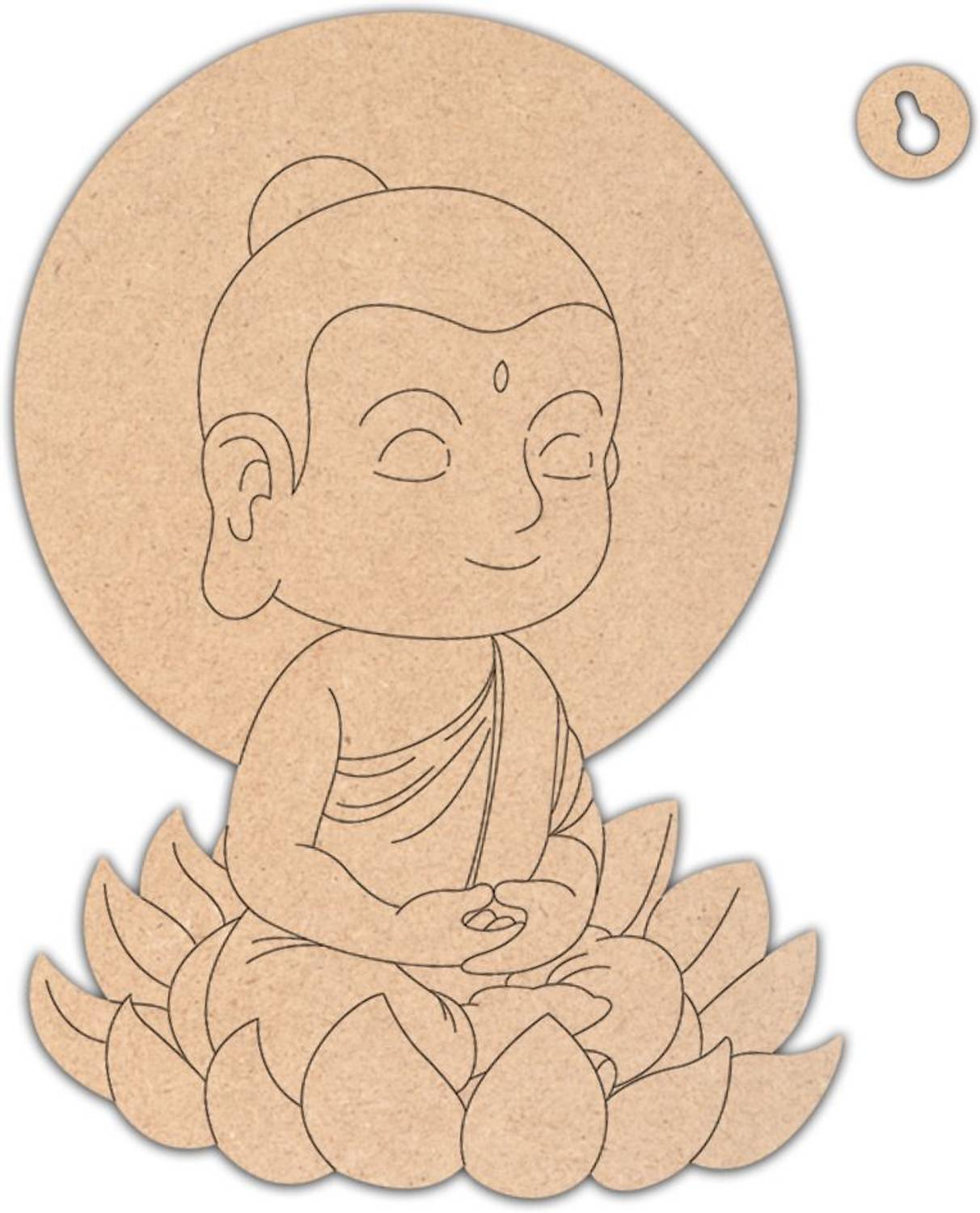 Artifacts Junction Cute Buddha | Pre-Marked MDF Cutout for DIY Craft