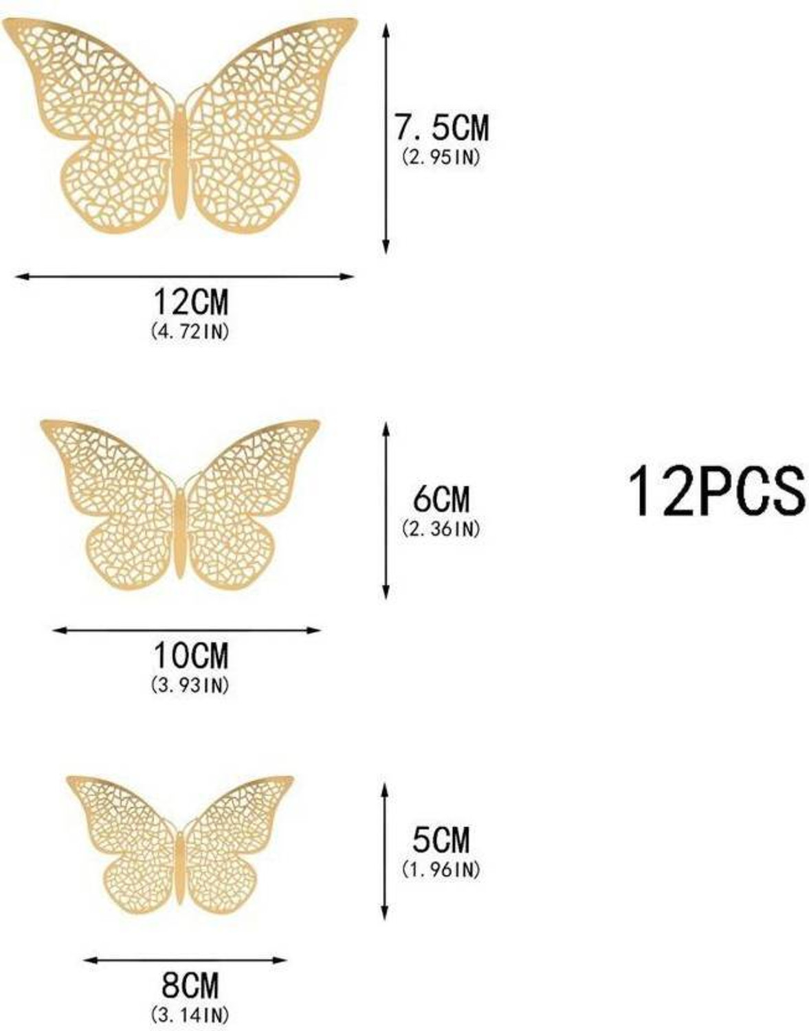 Image of Ipsit 3D Butterfly Gold Pack of 12