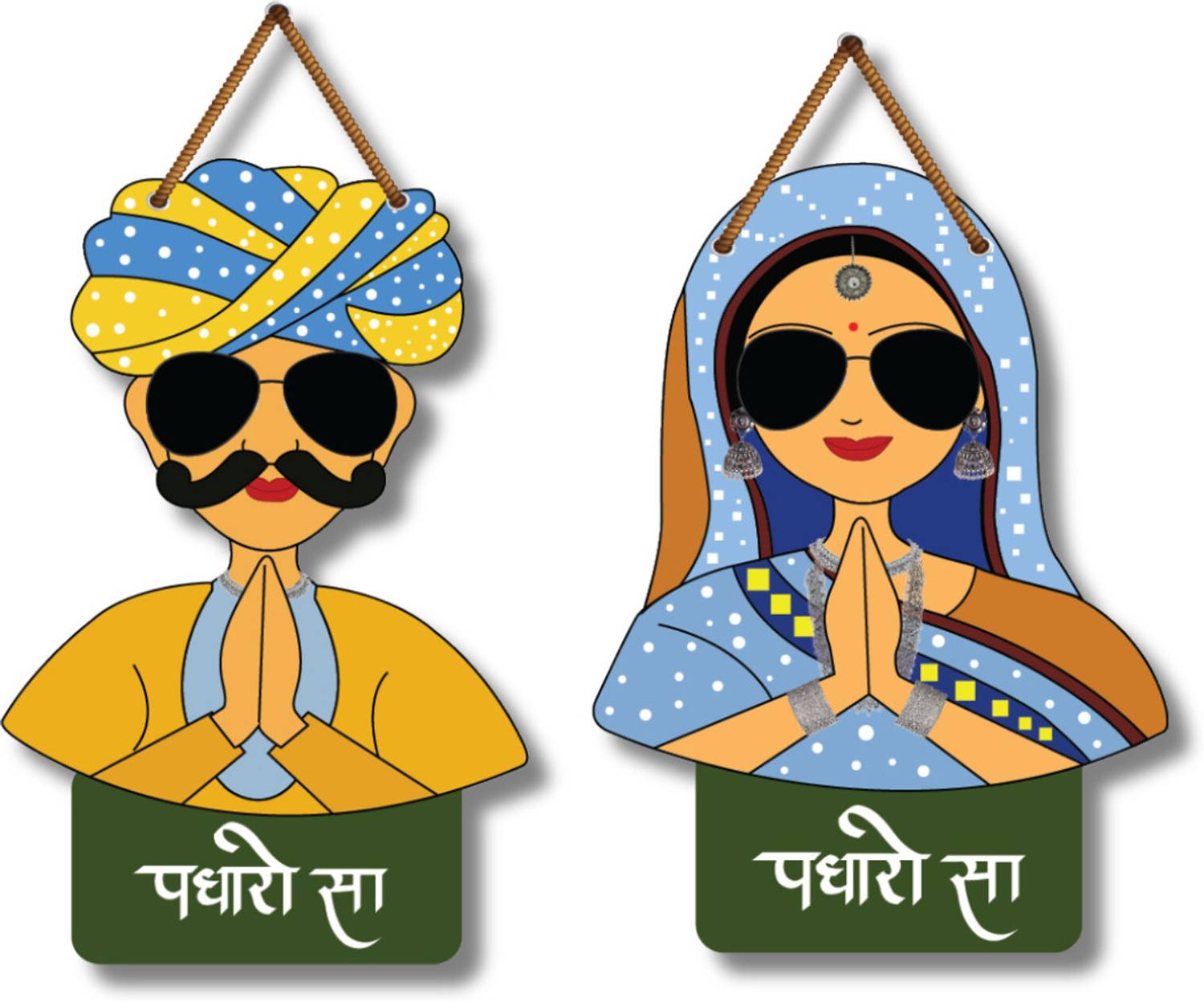 ambika fashion Padharo Sa Wall Hanging For Home Decor,Wall Decor, (11.5 inch X 10 inch Pack of 2