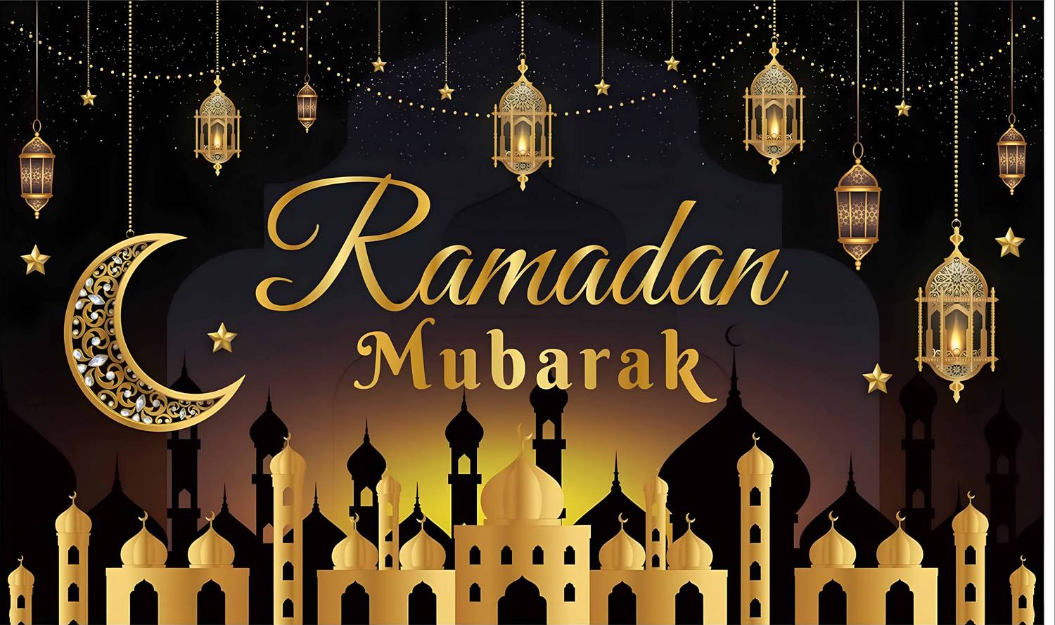 Backdropon Eid Mubarak Background Design Printed Fabric Backdrop (5Ft Height & 8Ft width)