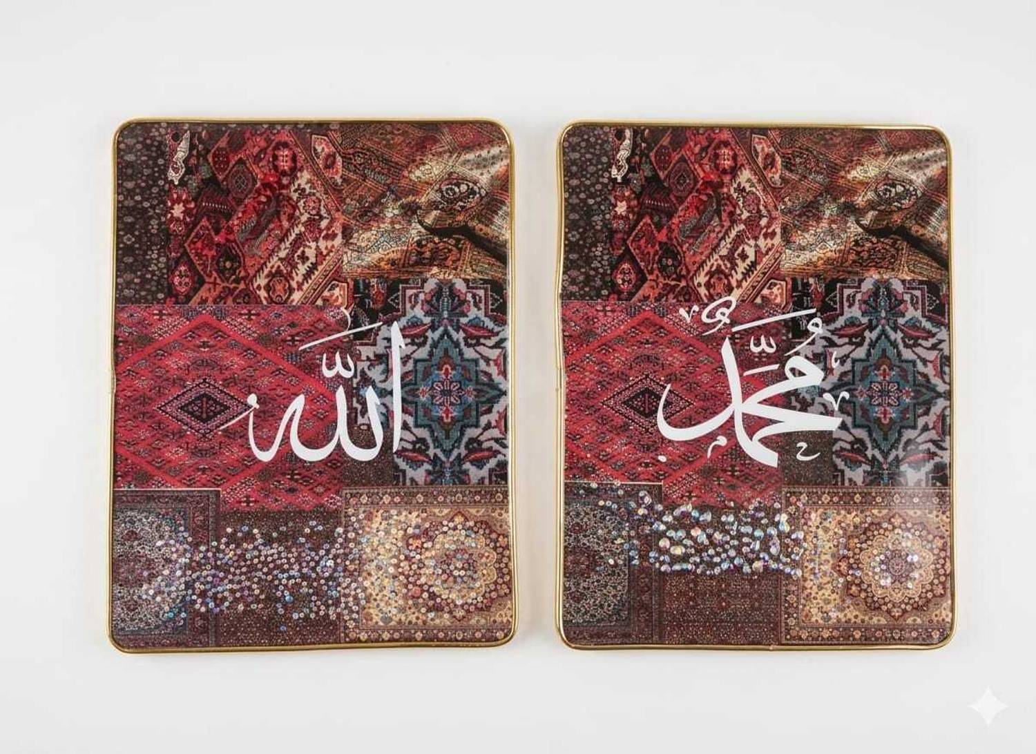 A3 BOX Islamic Epoxy Resin Art Wooden Wall Hanging For Home Decor Living Room, Decor Pack of 2