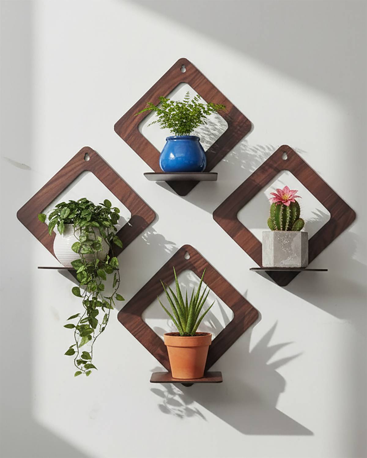 ADFUSION Square Wall Shelf for Living Room & Home Decor, Wooden Display Wall Decor Pack of 4