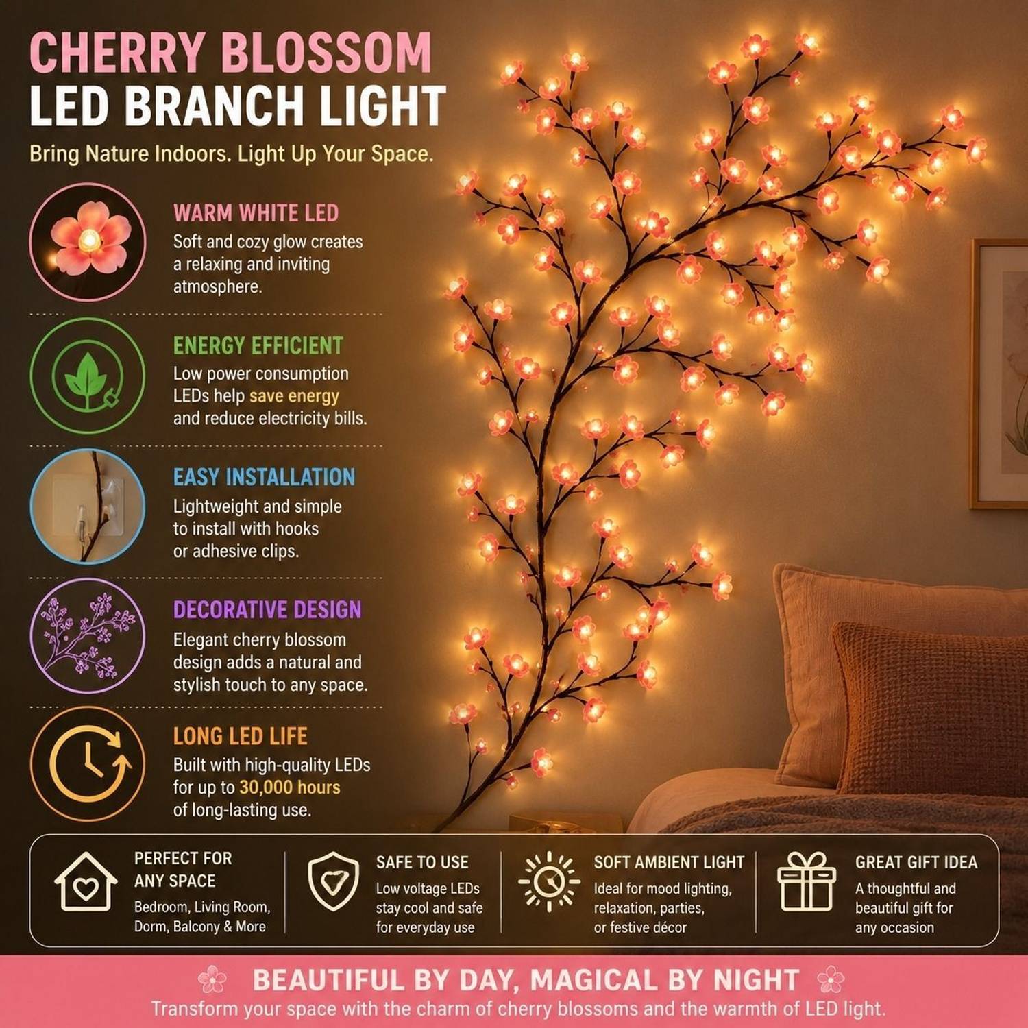 AQUABUCKET Cherry Blossom Tree Branch Lights - Image 2