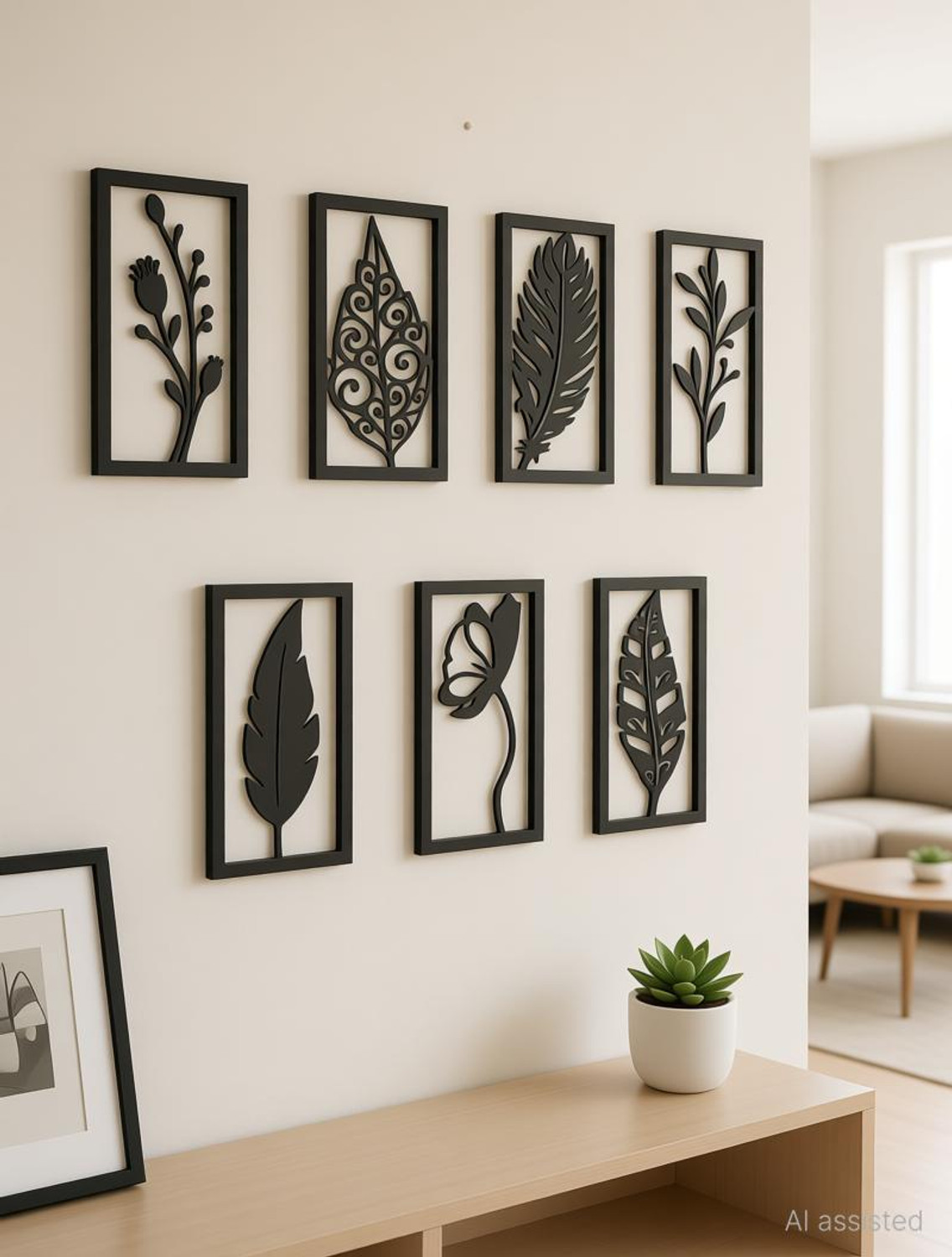 Image of A3 BOX Wooden Wall Decor Hangings Living Room, Bedroom, Kitchen, Office Pack of 7