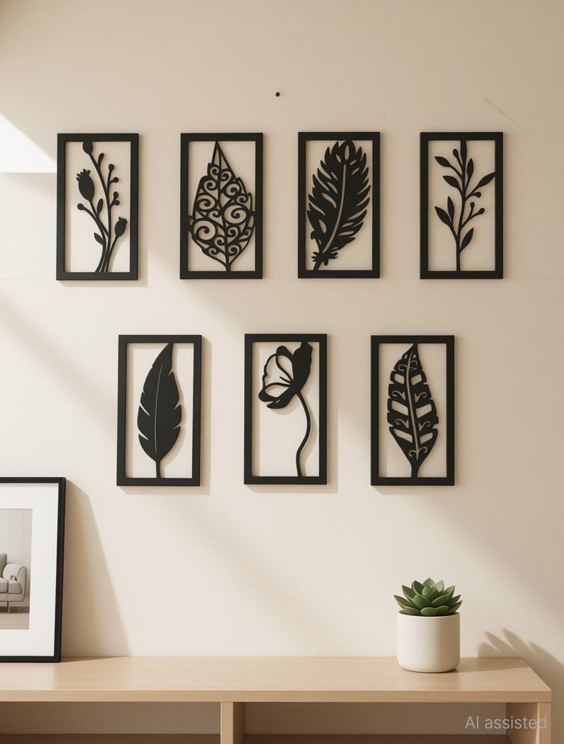 Image of A3 BOX Wooden Wall Decor Hangings Living Room, Bedroom, Kitchen, Office Pack of 7
