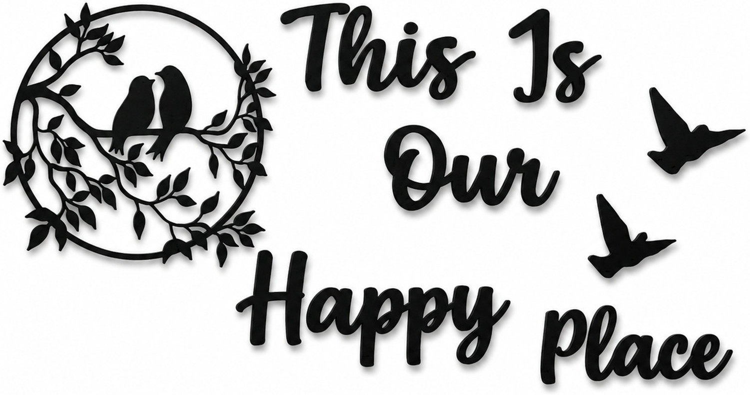 Image of KKD CRAFTS This Is Our Happy Place MDF Wooden Wall Decor for Living Room Bedroom