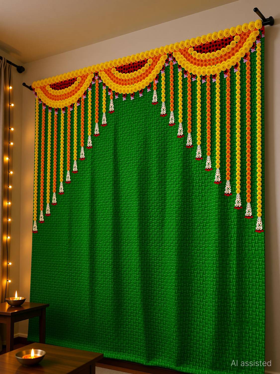 Backdropon Flower Decoration Design Printed Fabric Backdrop (5Feet Height & 8Feet width)