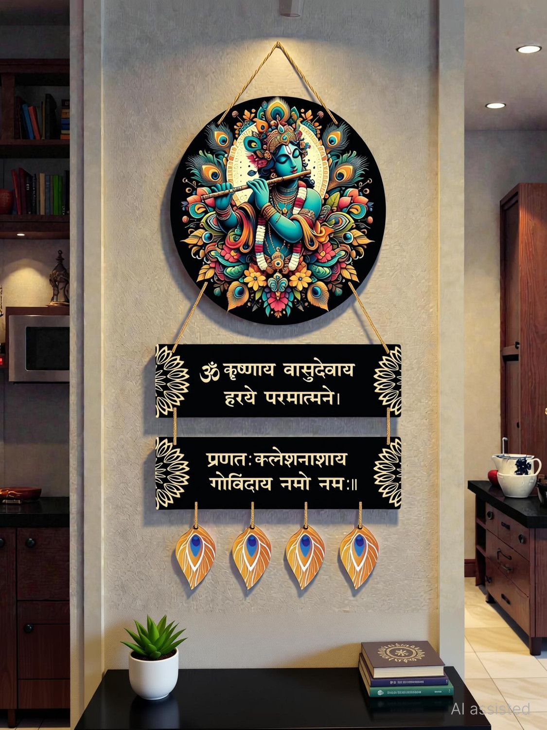 Image of prime facie Lord Krishna Wall Hanging MDF Krishna Home Decor for Pooja Room, Living Room