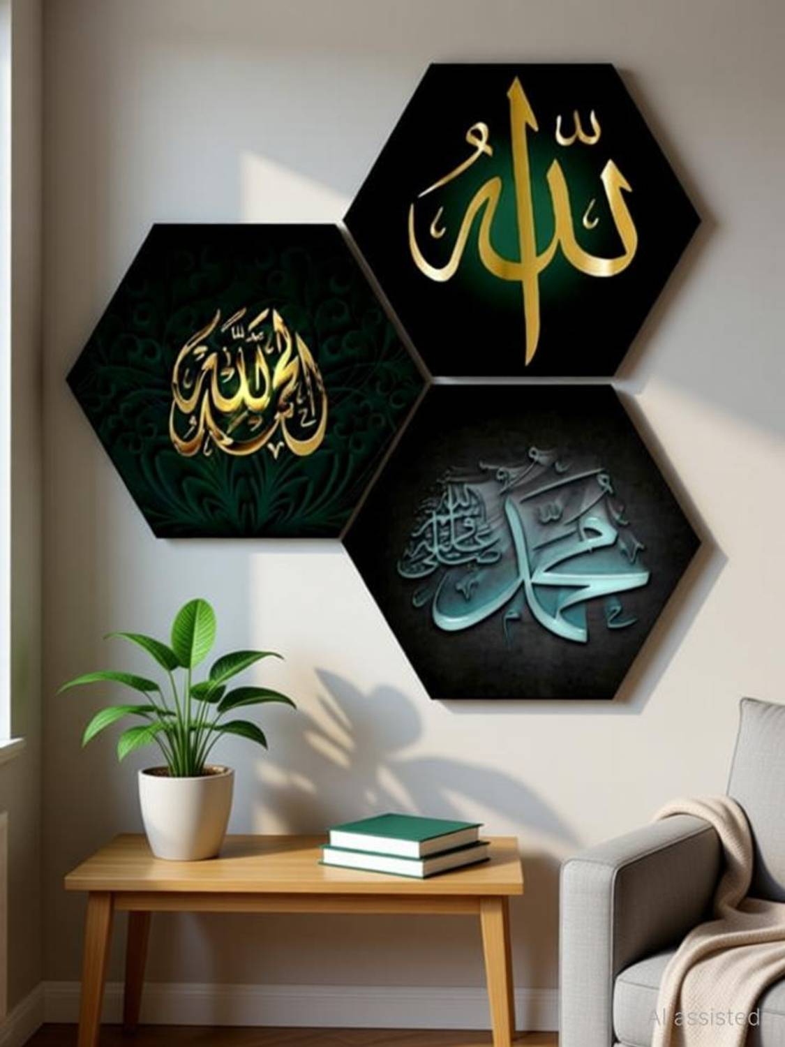 ANJANAM SALES Islamic Wall Hanging, Islamic wall Decor, Home, Office decor items Pack of 3