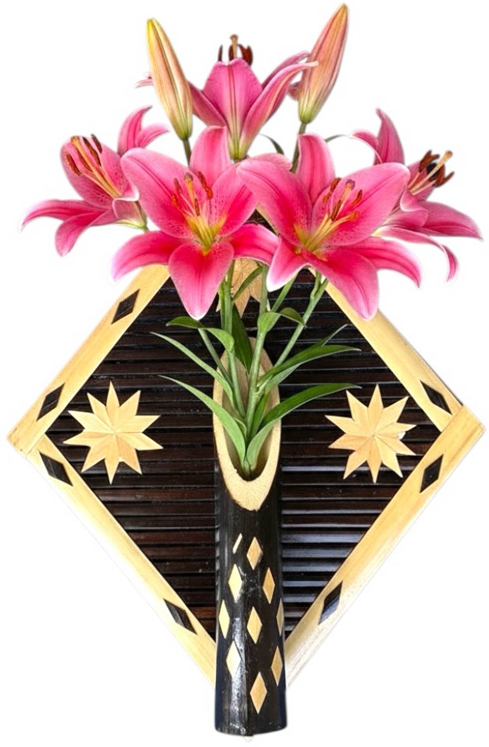 APIIFASHION Bamboo Wall Hanging Flowers Vase Pack Of 1