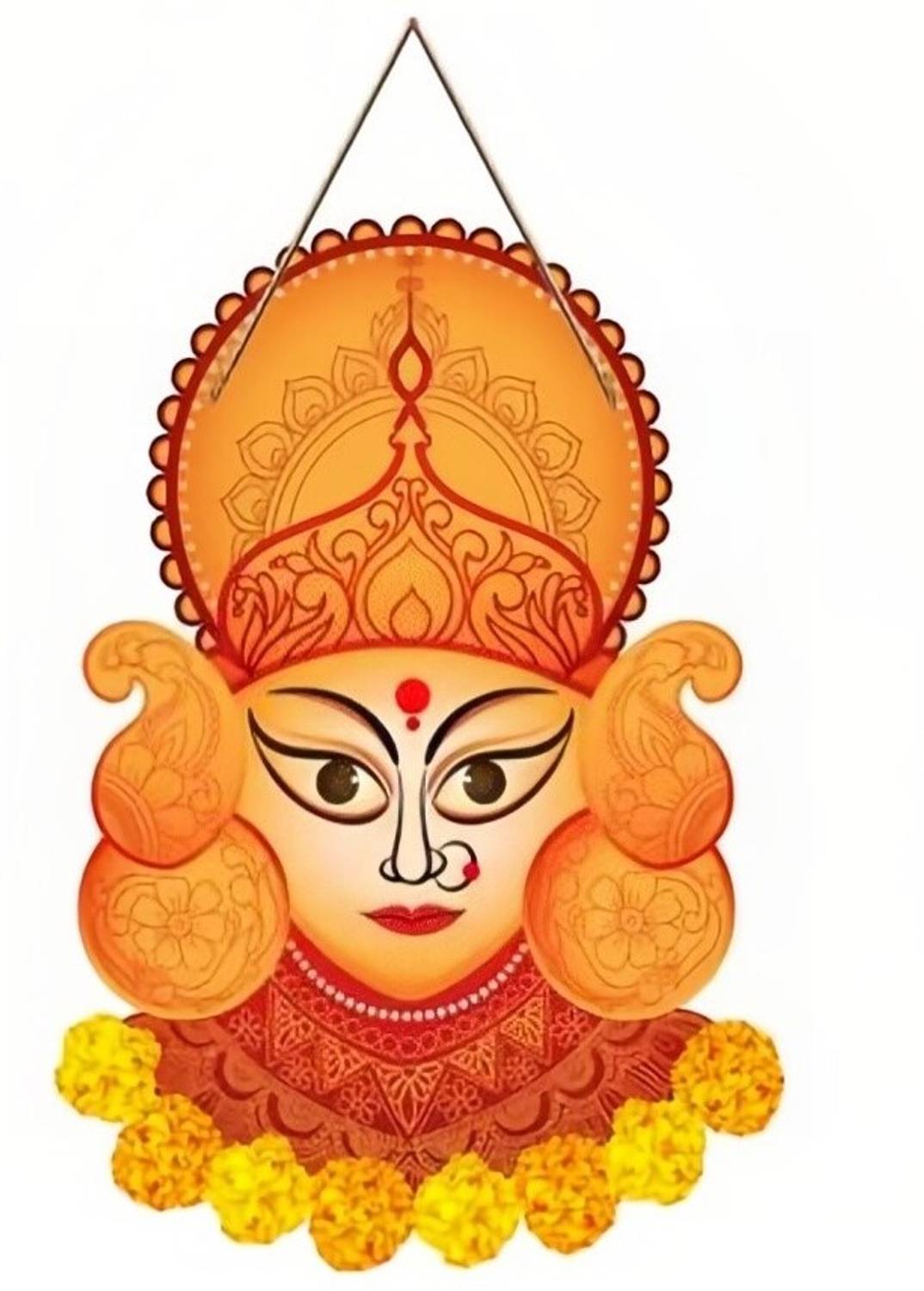 bareth brothers Maa Durga Face Wall Hanging – Shakti Divine Decor with Floral Accents