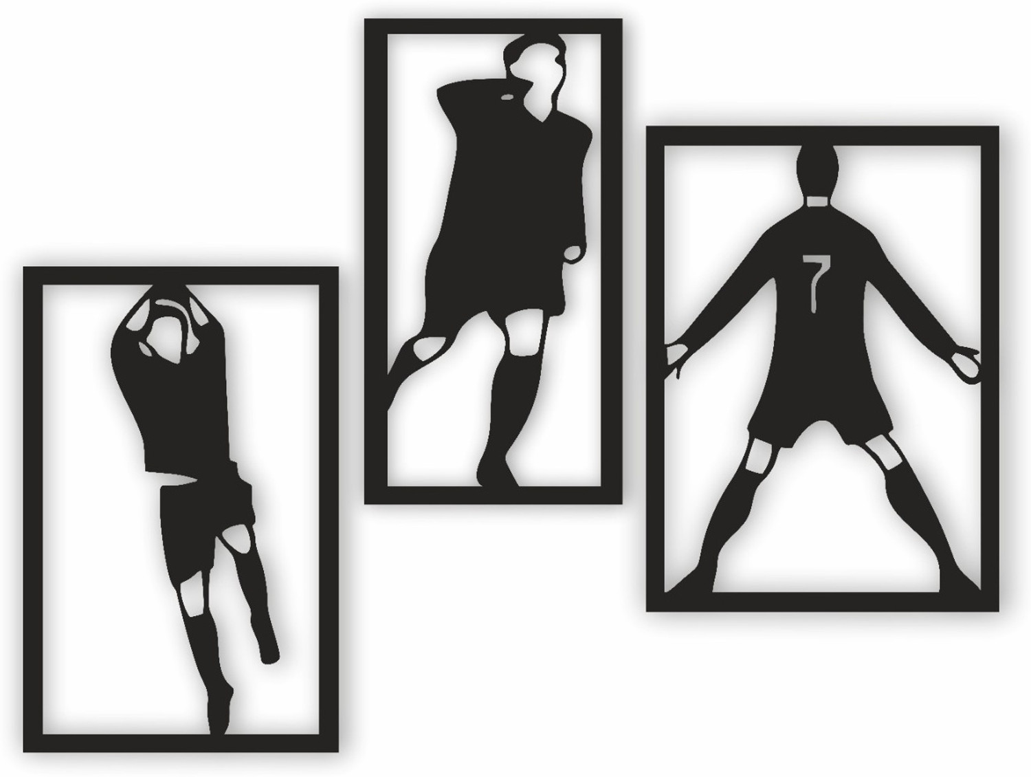 Image of Kidli Soccer Player Wall Art Sports Theme Home Decor Hanging Items Decoration Material Pack of 3 (17.78 cm X 12.7 cm, Black)