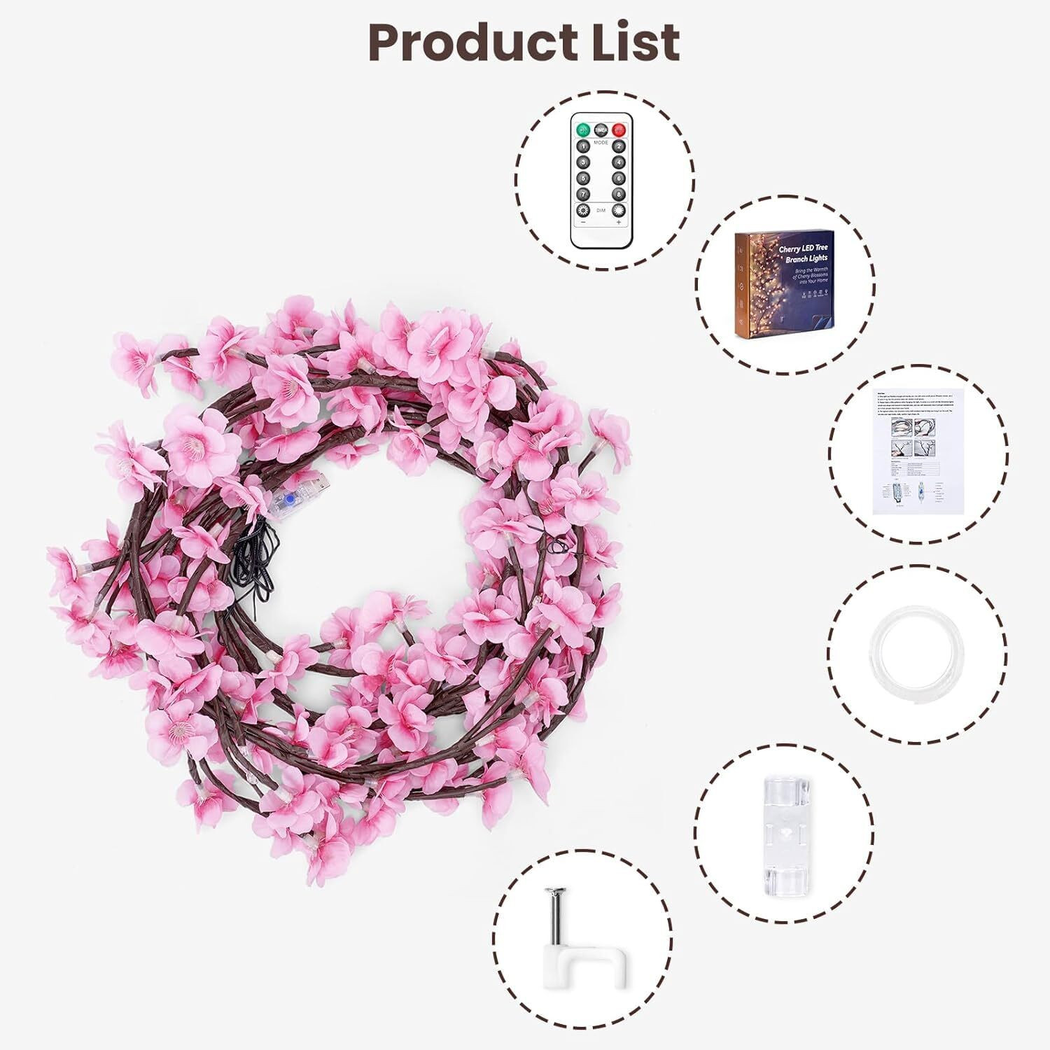 Image of Troliver Cherry Blossom Tree Branch Wall Decorative LED Light