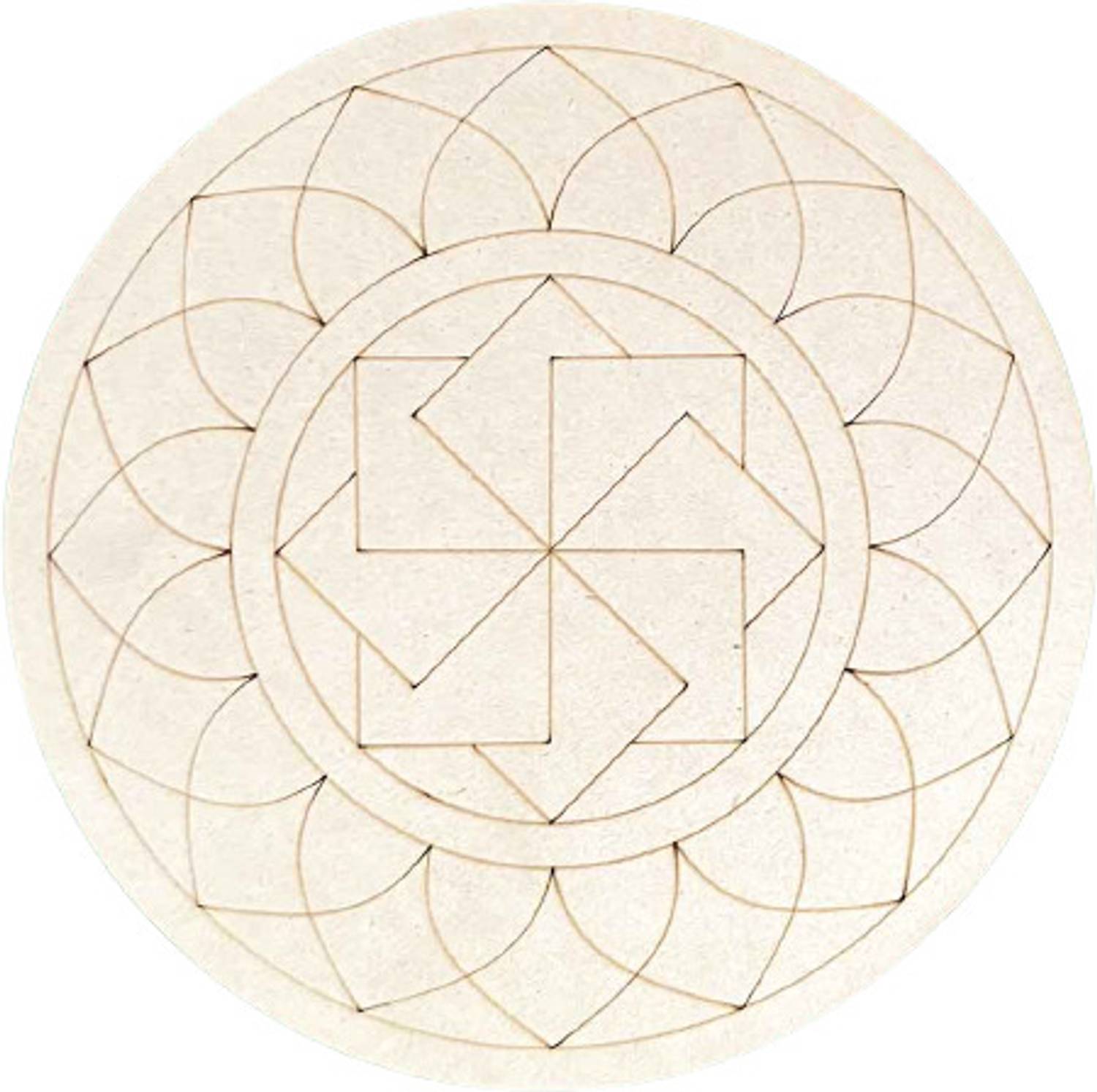 ADIKALA Geometric Whit Mandala Design MDF for DIY | 12.inch