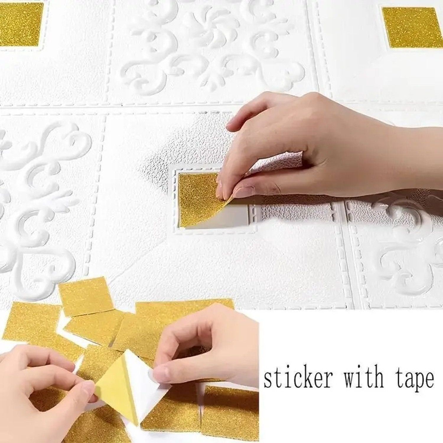 Image of Diseno Decorative White, Gold Wallpaper (70 cm x 70 cm) Pack Of 1