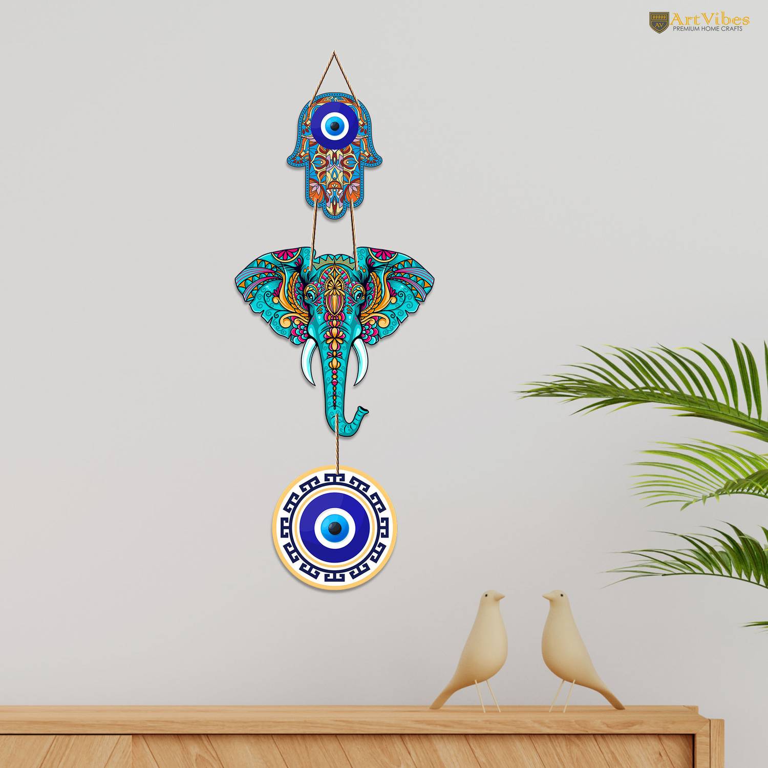 Artvibes Designer Elephant Wooden Wall Hanging For Home Decor | Wall Accents (WH_8506N)