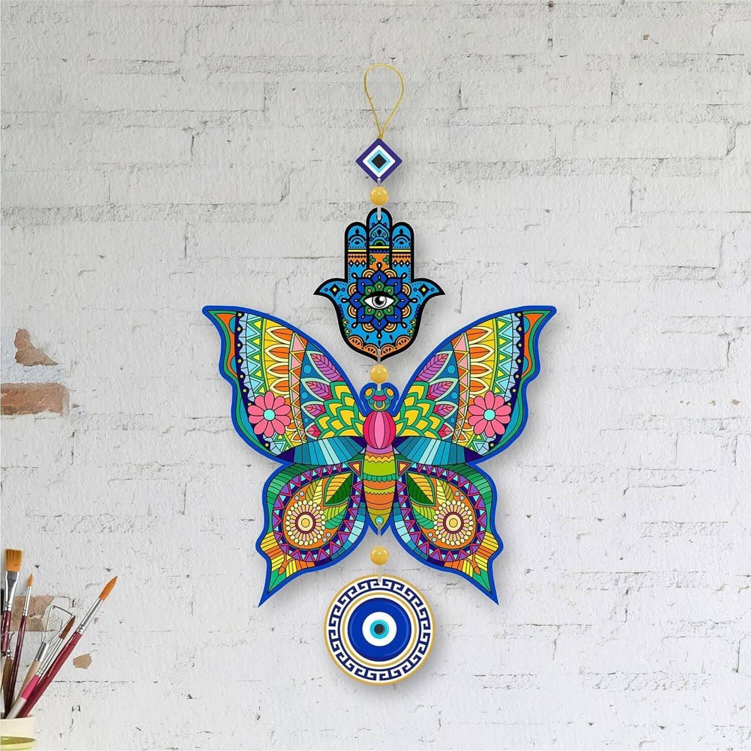 AAYOG CREATIONS Multi Butterfly Wooden Decorative Wall Hanging For HomeAnd Office Decor